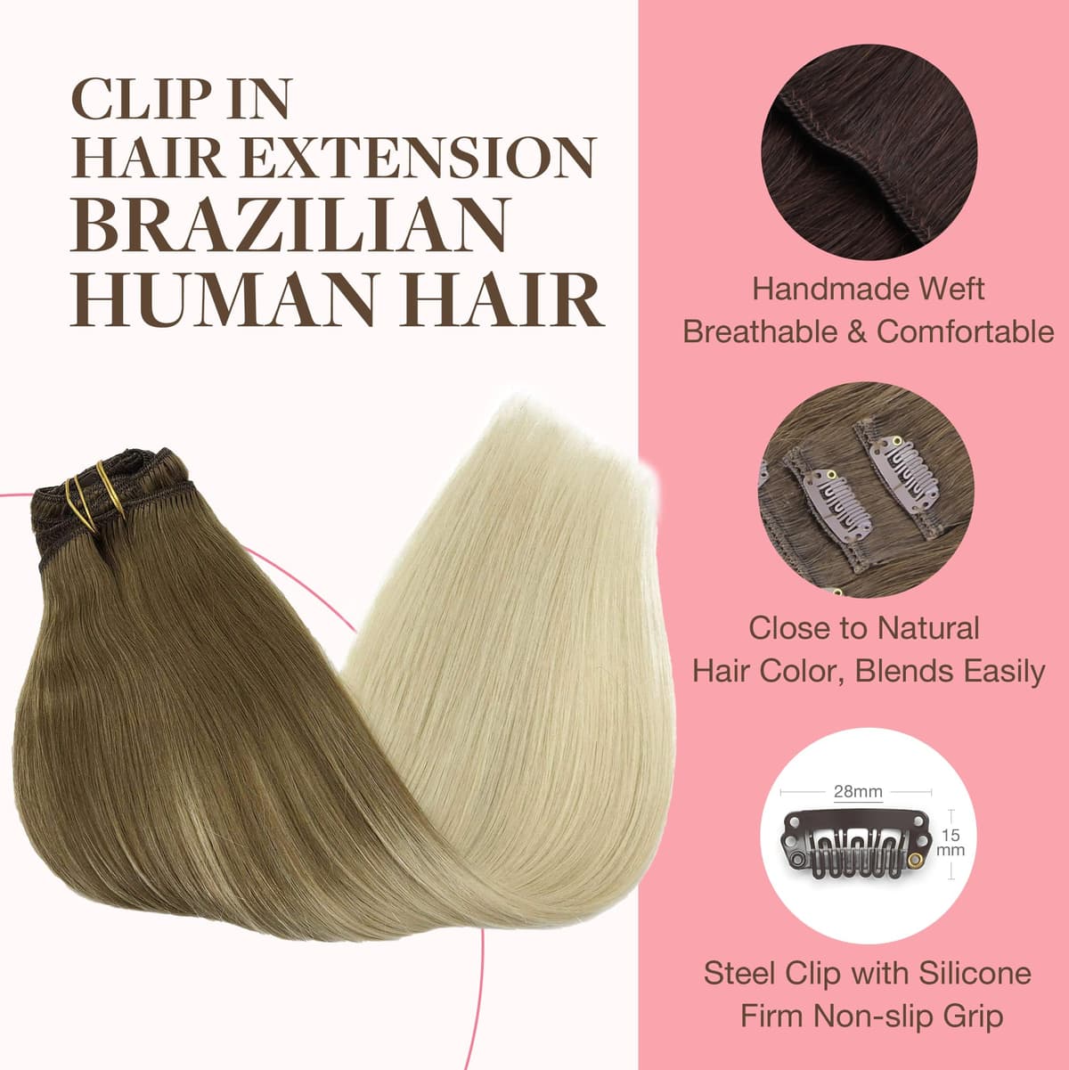 GOO GOO Clip in Hair Extensions Human Hair, 18inch 150g 9Pcs, #2 Dark Brown, Hair extensions for women, Human Hair Extensions Clip in — view 277