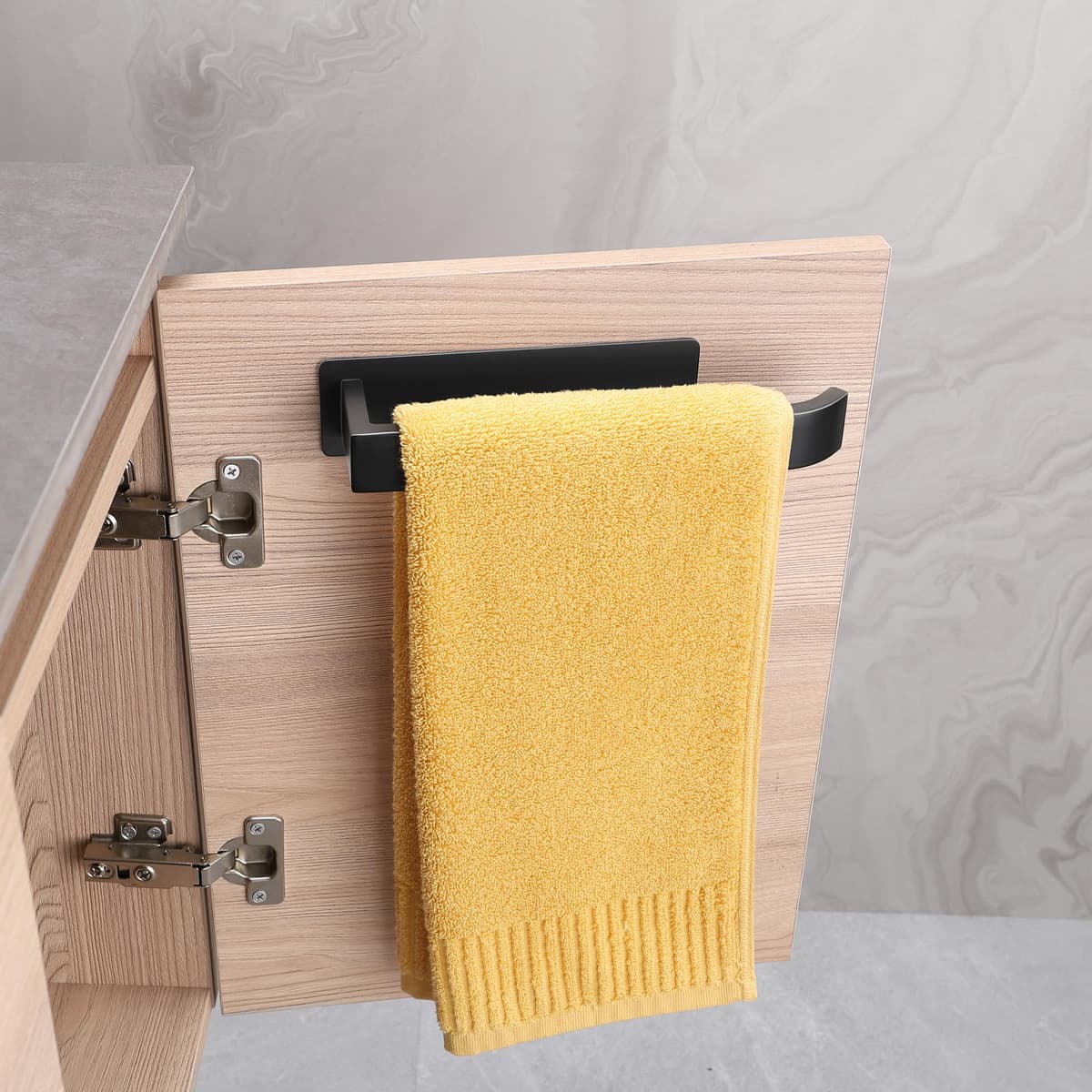 ALOCEO Toalleros de Baño sin Taladro Acero Inoxidable Toallero Adhesivo Negro 24cm — view 2