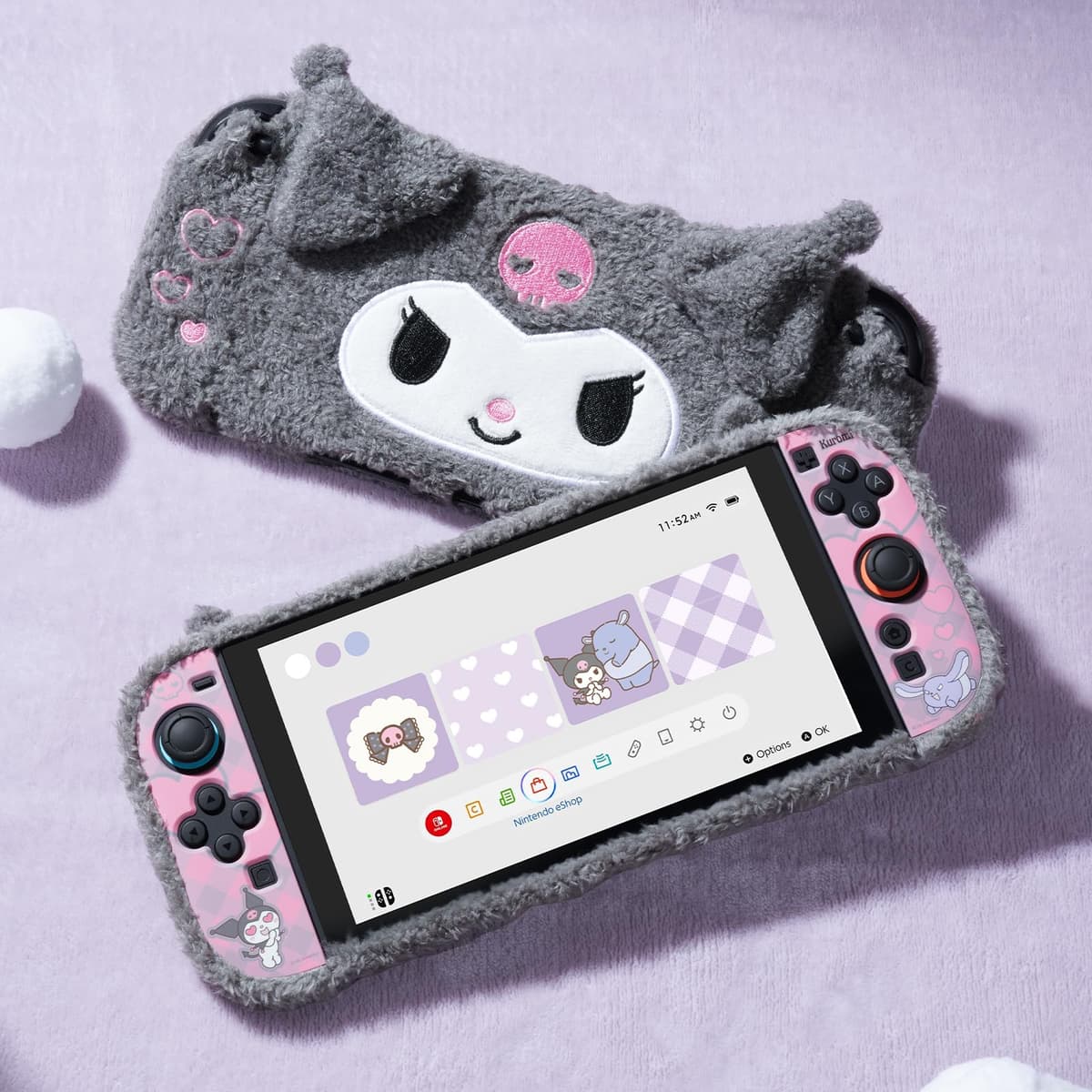 Kuitmor Cute Plush Protective Case Compatible with Switch 2 (2025), Anti-Scratch and Shock-Absorption Hard PC Shell Cover for Switch 2 Game Console and Joystick Controller - KLM — view 6