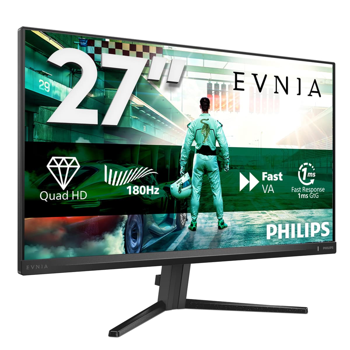 Philips Evnia 27M2C5201L - Monitor Curvo para Juegos FHD de 27 Pulgadas, 180 Hz, 1 ms GtG, FreeSync Premium, AmbiGlow (1920 x 1080, 2 HDMI 2.0, 1 DP 1.4) Blanco — view 8