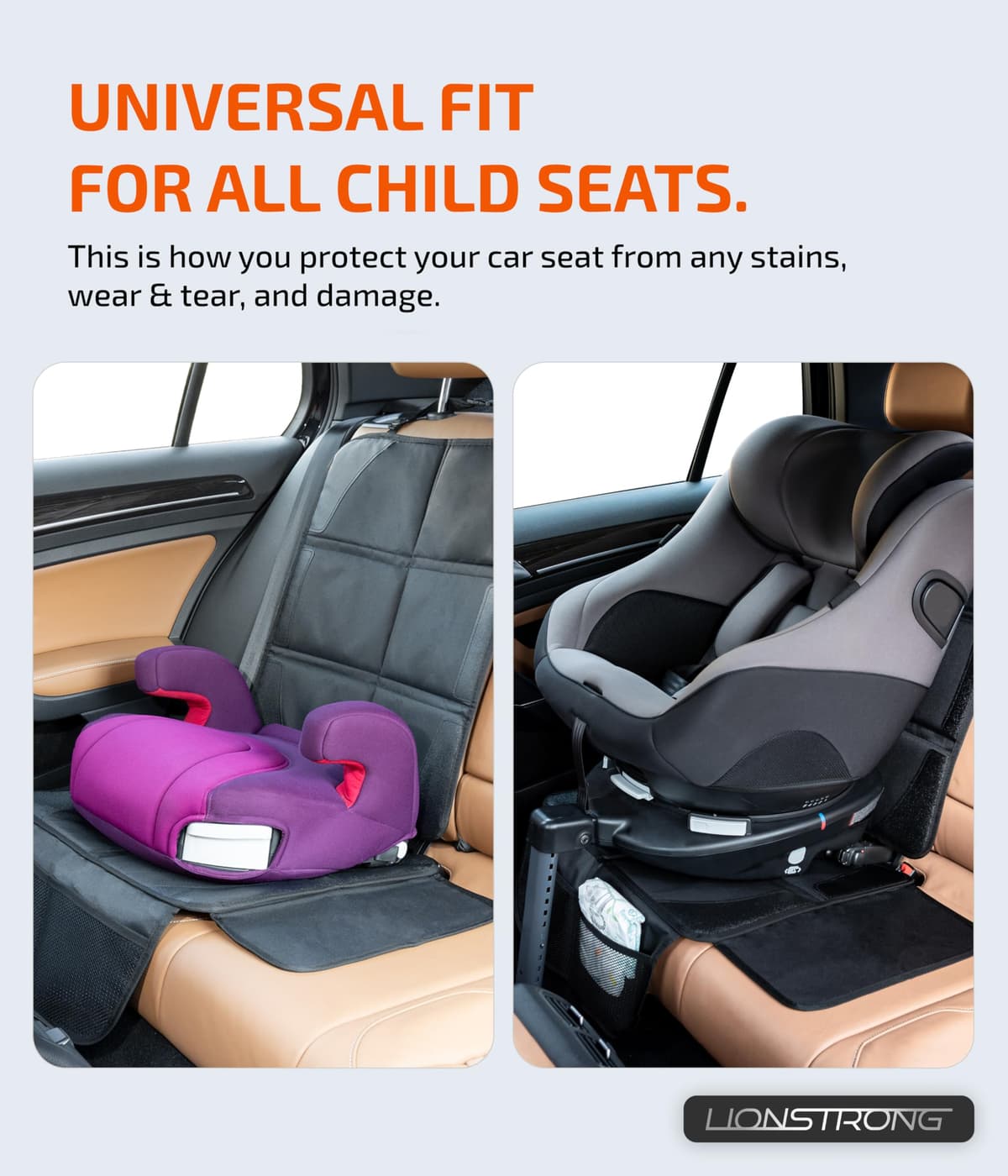 LIONSTRONG® Car Seat Protector for Child Seat [ISOFIX compatible]- Seat Cover for Infant Seat waterproof - Carseat Seat Protectors Baby - Car Seat Mat Dirt resistant - black — view 2