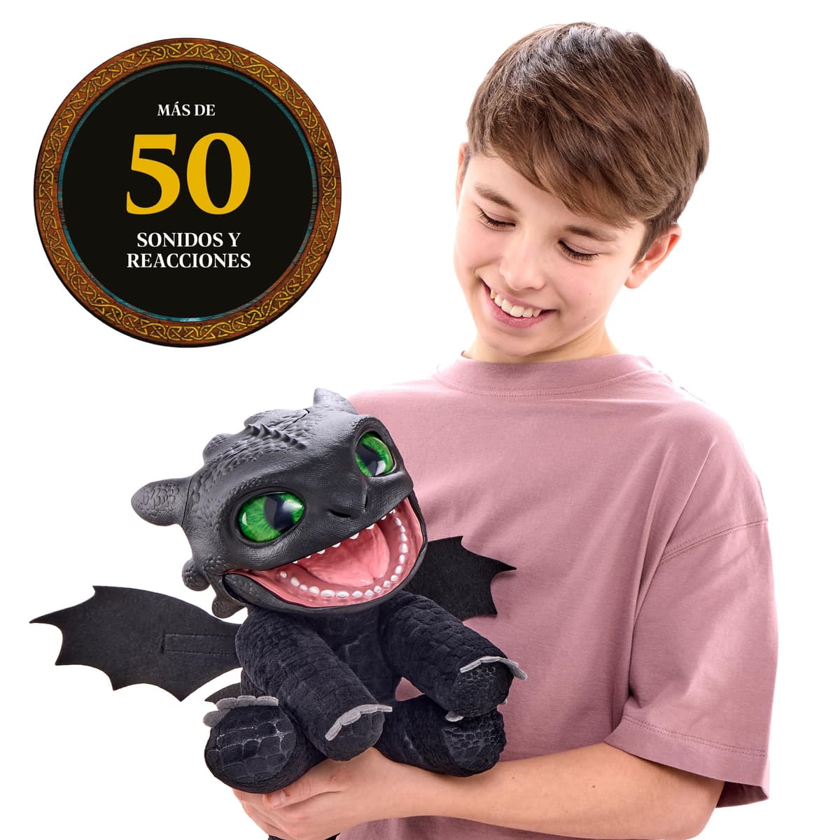 Puppetronic Real FX Toothless - Peluche de Destentao de Cómo Entrenar a tu Dragón, Marioneta Electrónica de 30 cm, +50 Reacciones y Sonidos, Efectos de Humo y Fuego, 6+ años, Famosa (RE000000) — view 3