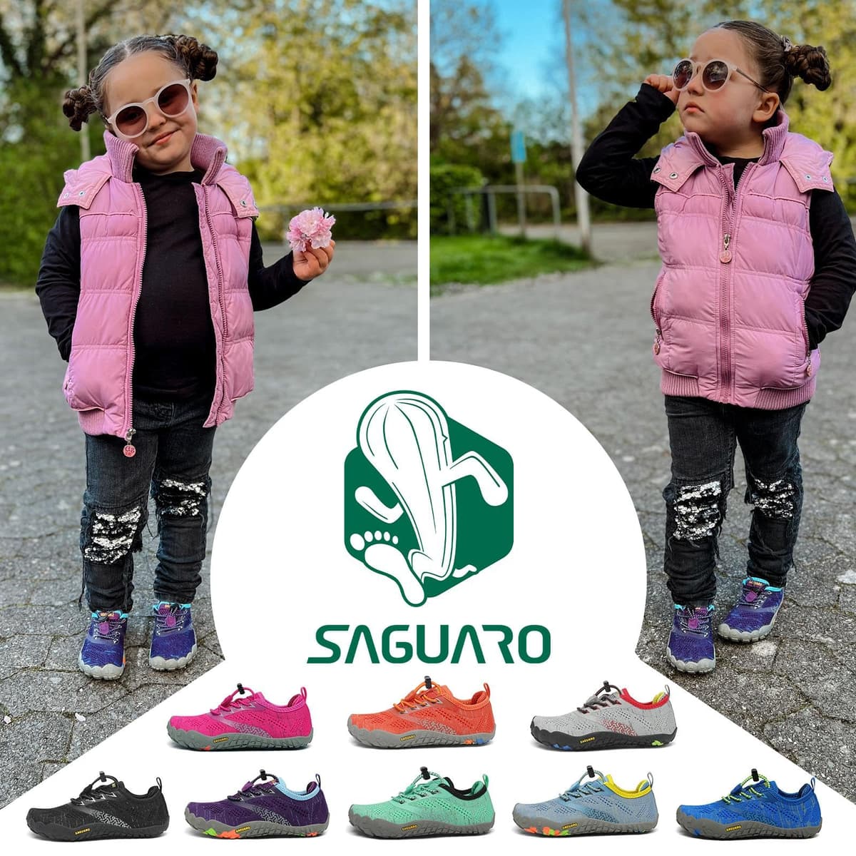 SAGUARO Minimalistas Barefoot Zapatillas de Trail Running Niños Zapatillas de Deporte Transpirables para Exterior Interior — view 2