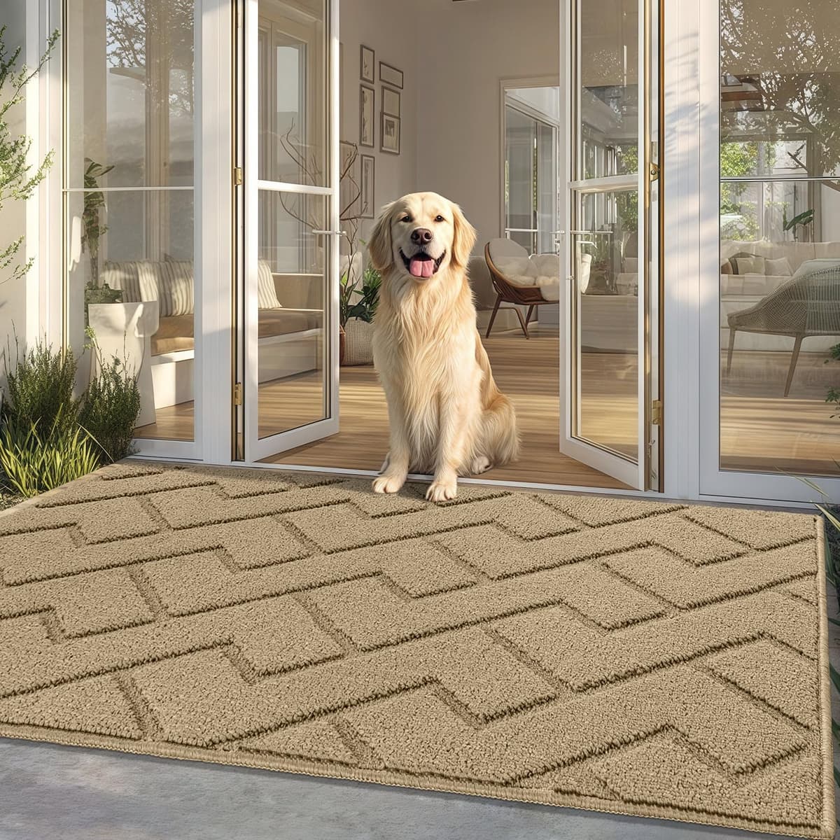 Biscpro Door Mats Indoor,Dirt Trapper Mat Absorbent Non-Slip Low Profile Doormat for Entrance,Inside, Kitchen,Front Door Mat Washable for Pets and Dogs— 50x80cm,Grey — view 58