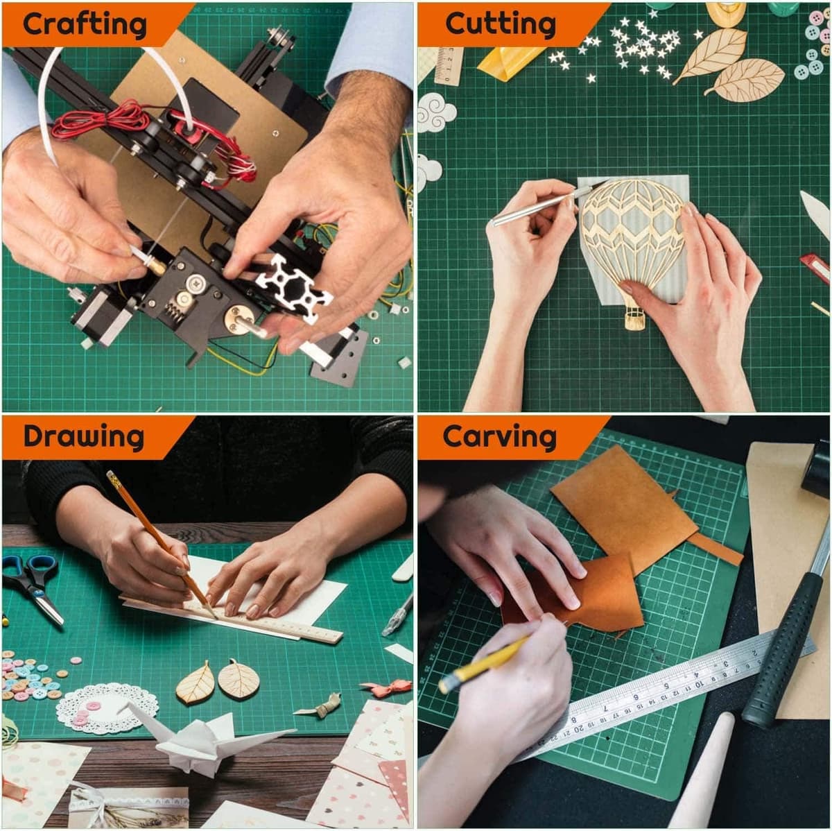 Self Healing Sewing Mat, Anezus 12" x 18" Rotary Cutting Mat Double Sided 5-Ply Craft Cutting Board for Sewing Crafts Hobby Fabric Precision Scrapbooking Project 12 x 18 Inches — view 5