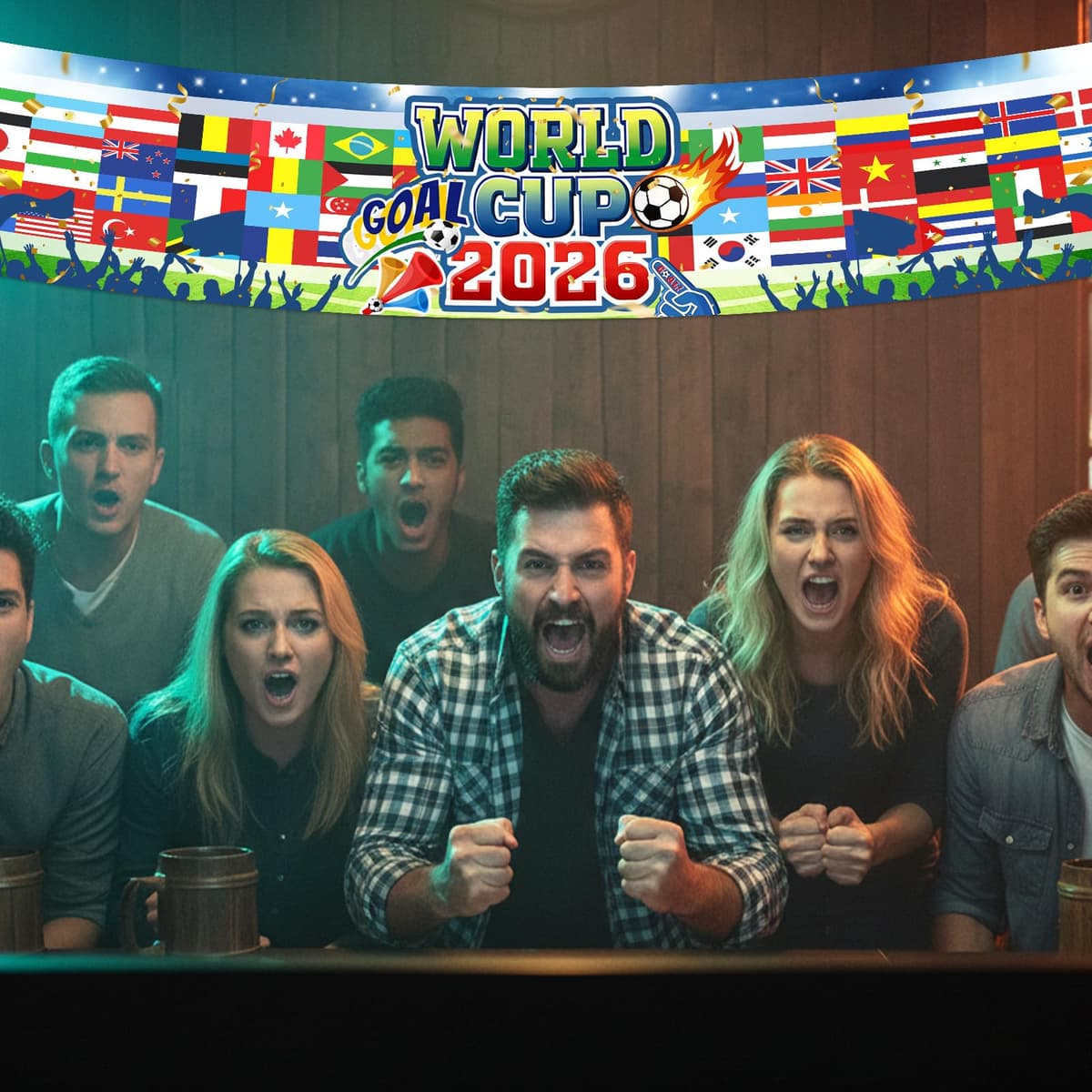 World Cup Football 2026 Large Scale Football Backdrop Banner 300x50cm Sports Events Outdoor Party Decorations World Cup Merchandise Gifts for Fans Watching the Game Collectors — view 3