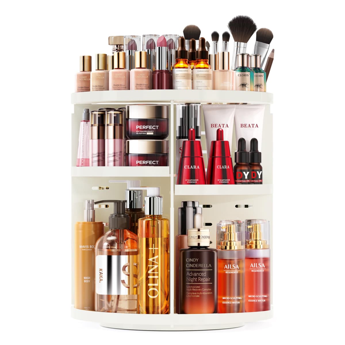Auxmir Rotating Makeup Organiser, 9-Tier Adjustable Makeup Organiser with 360 Degree Rotation, Large Capacity Spinning Makeup Storage on Stand Revolving for Vanity Table, Bedroom, Bathroom — view 14