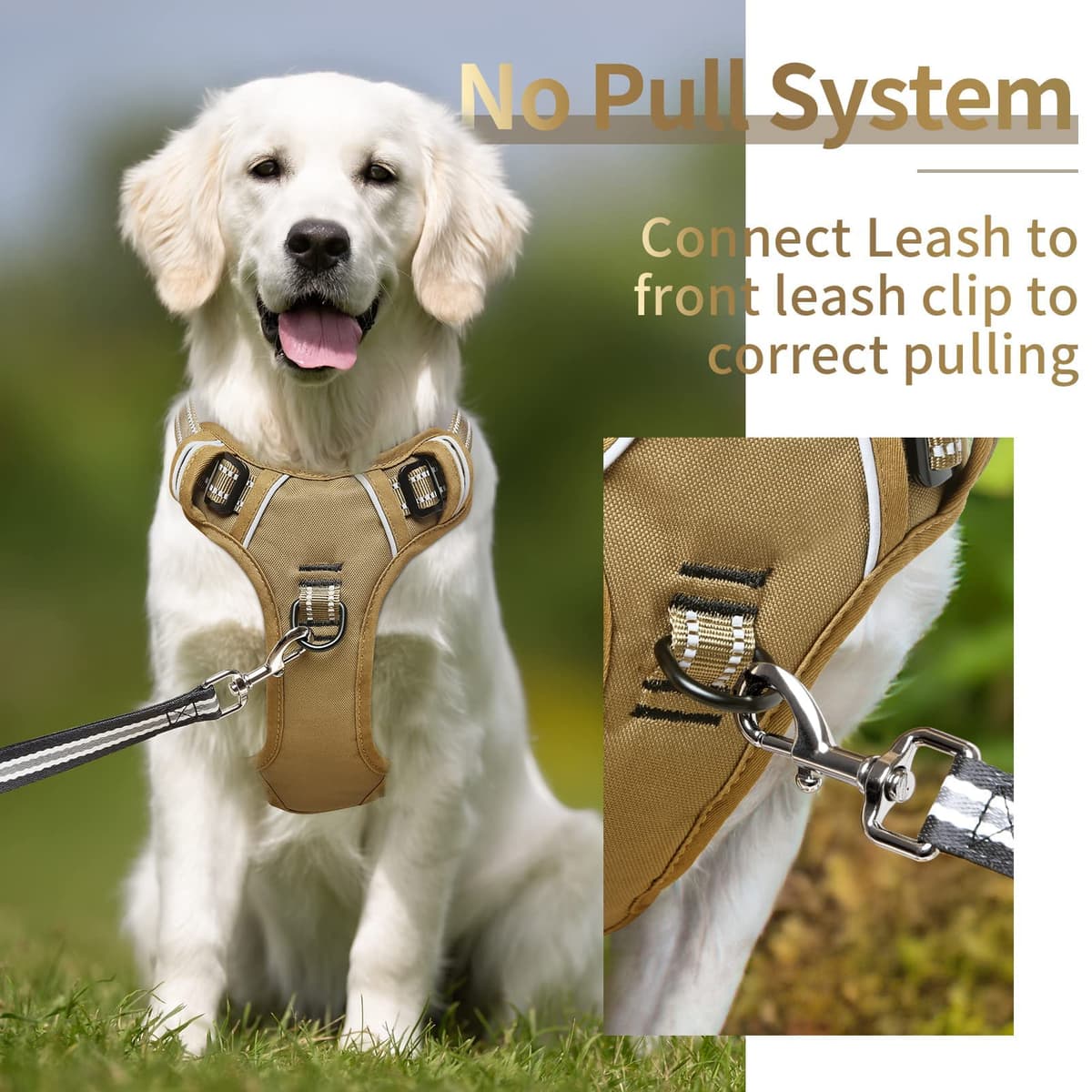 HEELE Dog Harness Medium No Pull Dog Vest Harness with Soft Handle Reflective Pet Harness for Outdoor Training Walking, Black, M — view 295