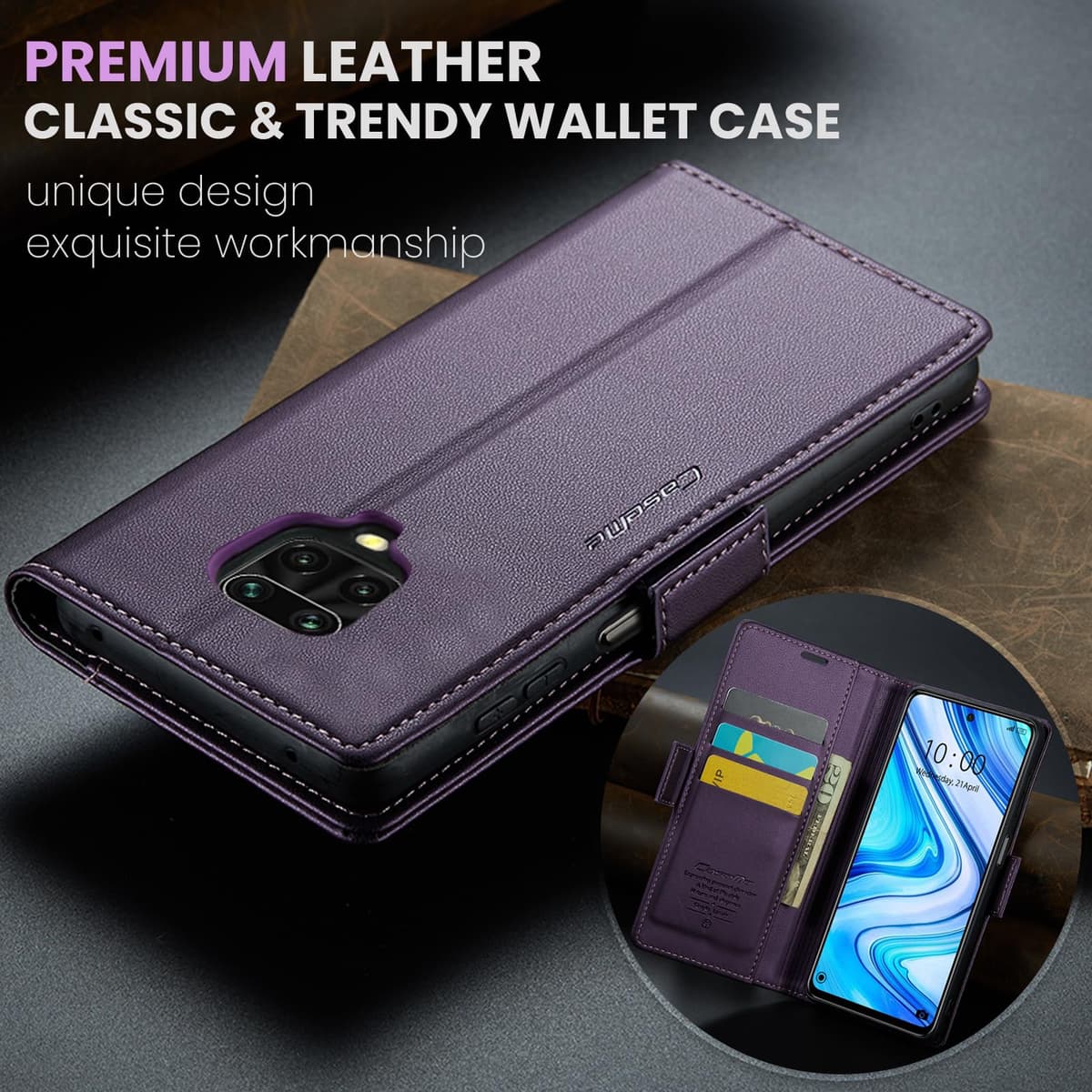 Funda para Xiaomi Redmi Note 9S / Xiaomi Redmi Note 9 Pro, Funda de Cierre Magnético, Cartera de Cuero PU con [Bloqueo RFID], Soporte, Ranura para Tarjetas, Carcasa de Libro Case, Púrpura — view 7