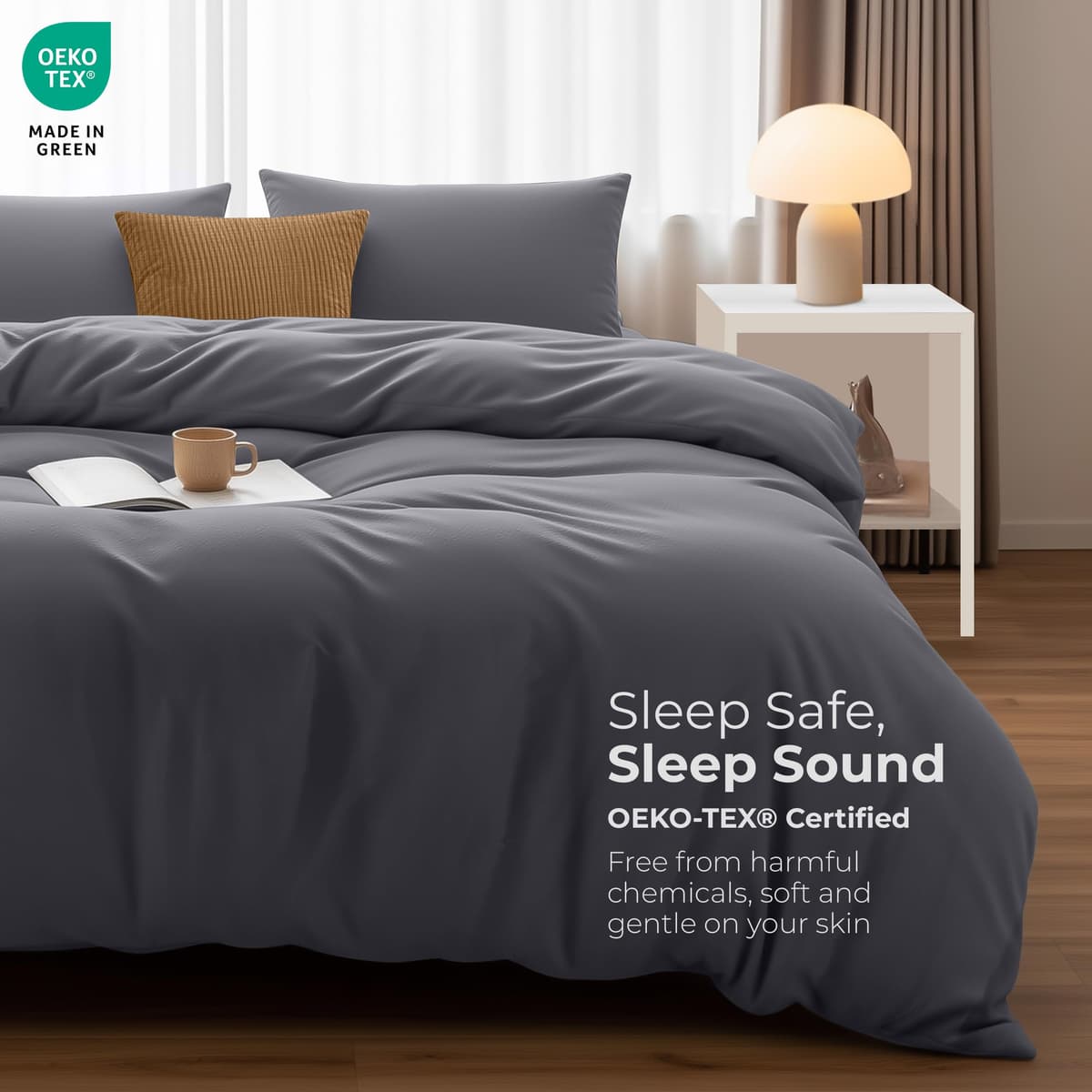 Utopia Bedding Duvet Cover Double - Soft Microfibre Polyester - Bedding Quilt Cover Set, with Pillow cases (Grey) — view 3