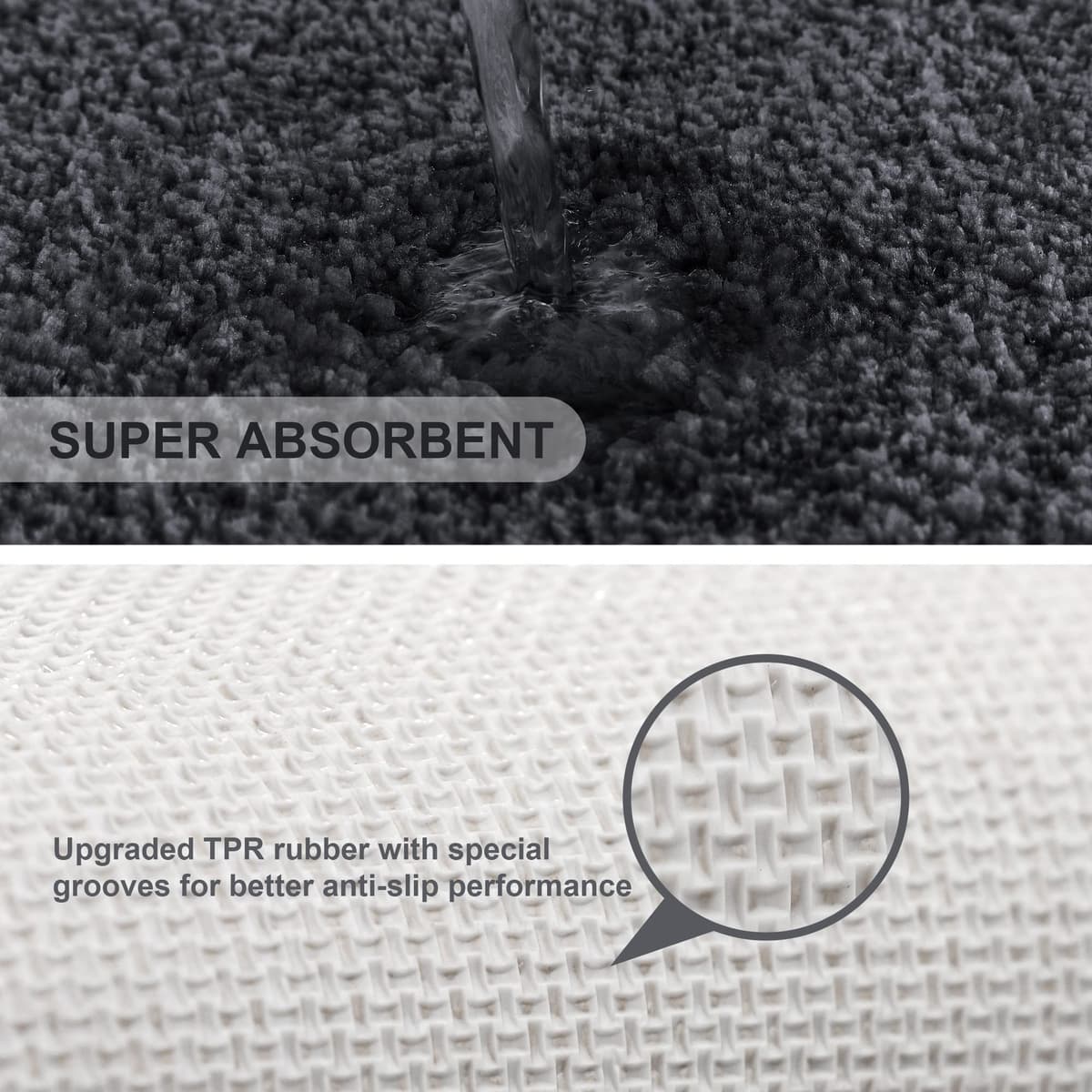 VANZAVANZU Alfombra de Baño Antideslizante Extra Grande Alfombra Pasillo de Baño Alfombra de Baño Engrosada para Baño Absorbente Ultra Suave Alfombra de Cabecera Alfombra Esponjosa de Microfibra — view 4