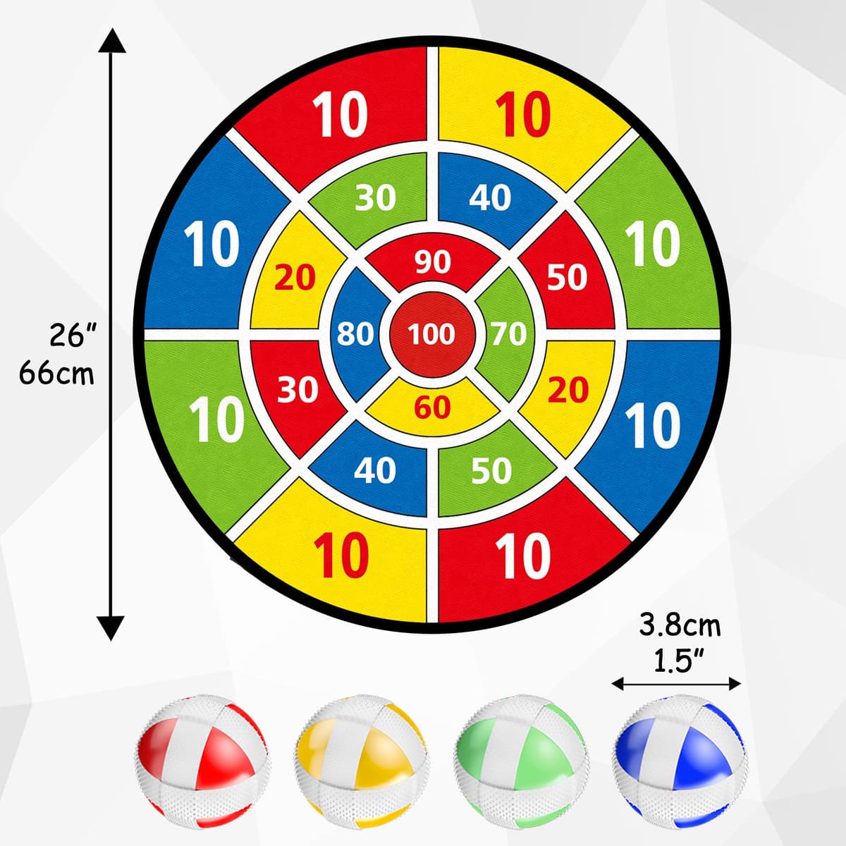 TOMYOU Toy Sports Tablero de Dardos de Doble Cara con Bolas Adhesivas, Juegos de Fiesta para Interiores y Exteriores, Agarre Firme Tablero De Dardos con Juego De Lanzamiento,66cm — view 4