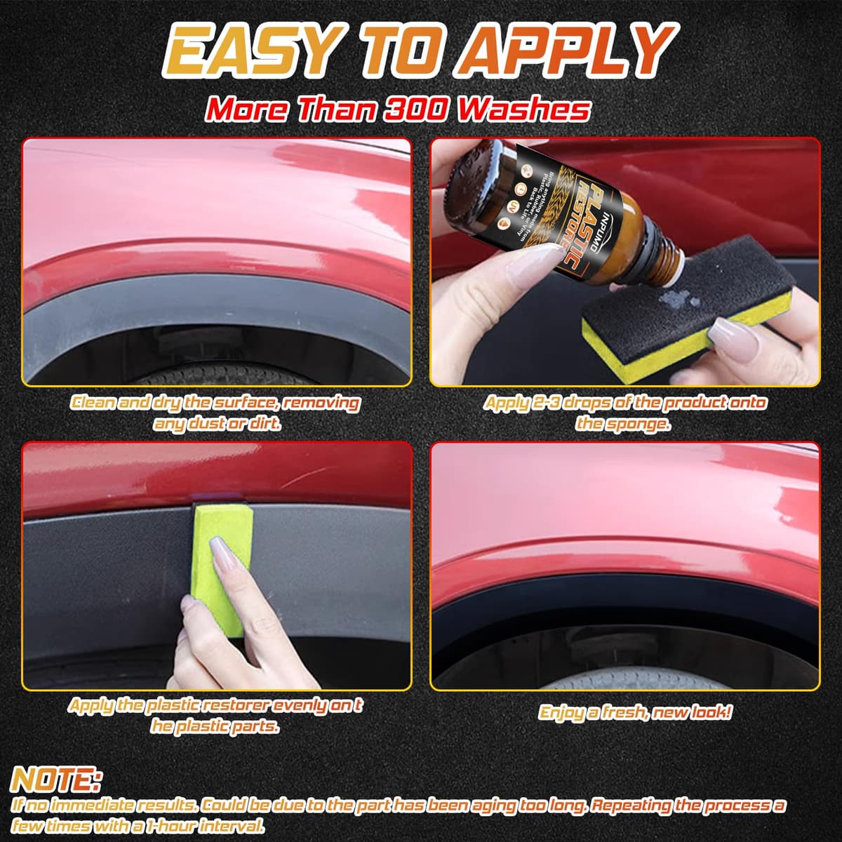 Car Plastic Restorer, Back to Black Trim Restorer, Exterior and Interior Plastic Revitalizing Coating Agent, Resists Water, UV Rays, Dirt (50ml) — view 5