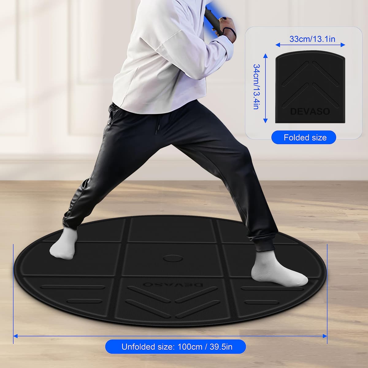 DEVASO Foldable VR Mat for Meta Quest 3S, Round Anti Fatigue Mat, Non-Slip and Comfortable Floor Mat, Premium Game Accessories for PSVR2, Quest 3/Quest 2/Quest Pro — view 5