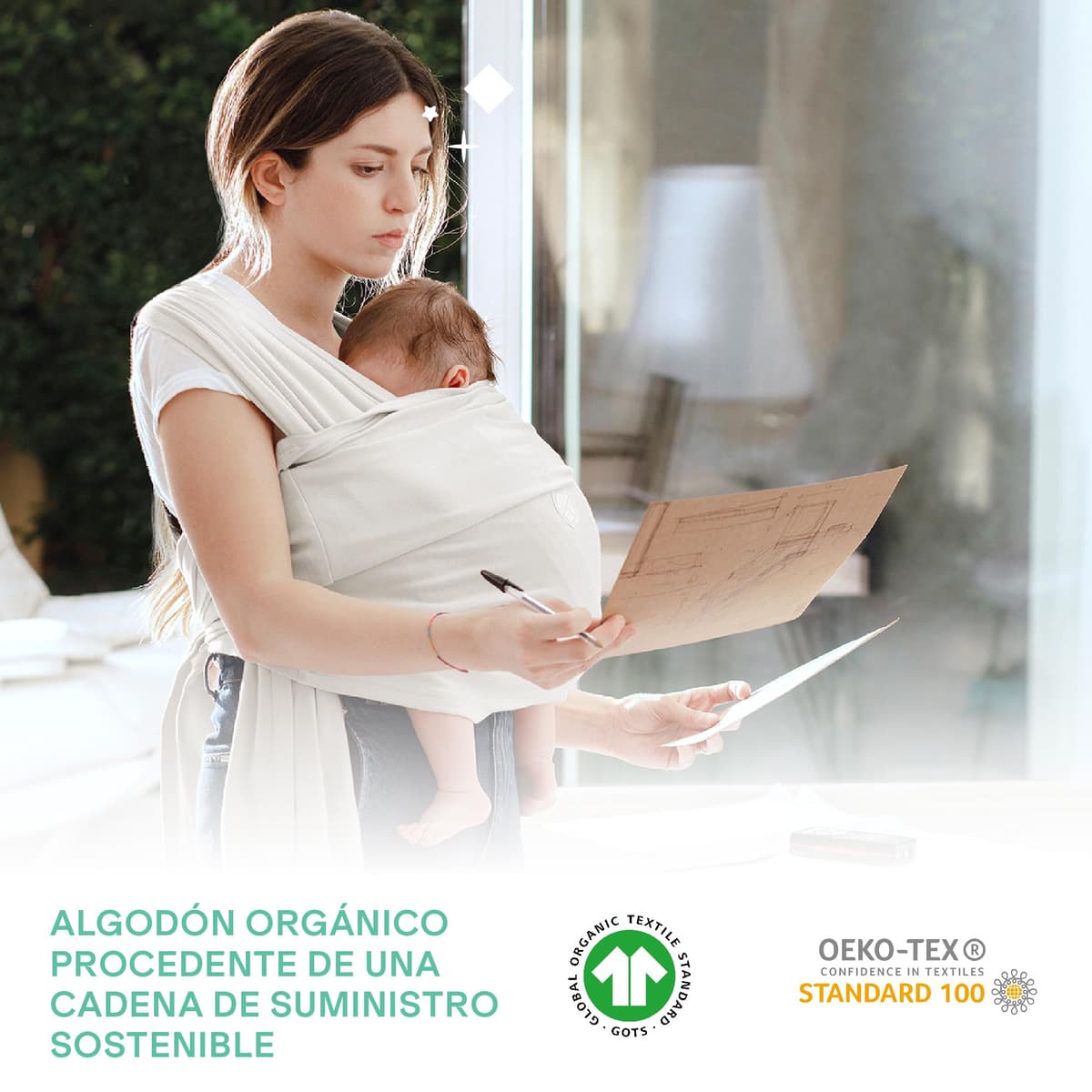 Koala Babycare Fular portabebes- Cuddle Band 2.0 – Portabebes recien nacido homologado hasta 15 kg 100% algodón - Ajustable y unisex — view 5