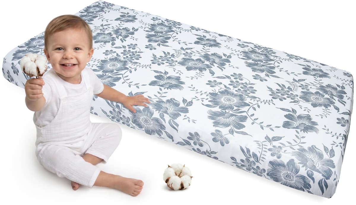 Medi Partners Sabana Bajera Cuna 60x120 Set de 3-100% Algodon Sabanas de Algodón Bebe Ropa de Cama para Bebés Dormir Cuna Fitted Bed Sheet Protector (Safari-Blanco-Gris) — view 25