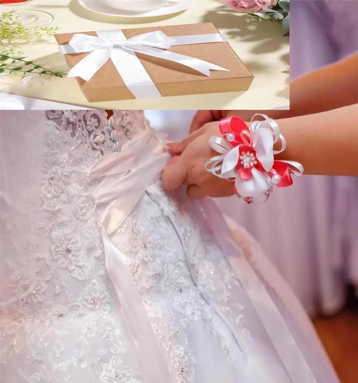 Double Sided Faced Satin Ribbon Size 50mm x 10 Meters (Off White) Perfect for Gifts Wrap Sew Party, Decorations Events Dress Wedding Christmas Crafts, Bows Car, DIY, Bouquets, Cake More — view 3