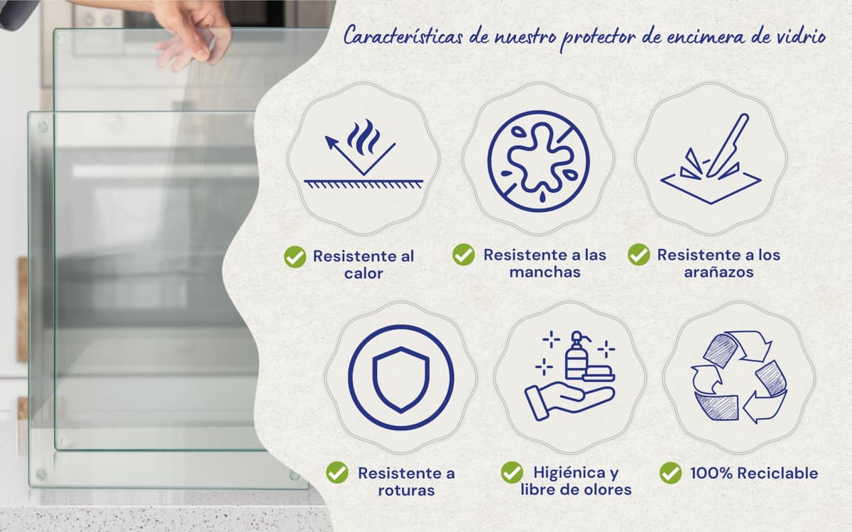 Tabla de Cortar de Vidrio 40 x 30 cm: Protector de Encimera de Vidrio para Cocina - Vidrio Templado Duradero e Higiénico, Resistente a Arañazos - TRANSPARENTE — view 2