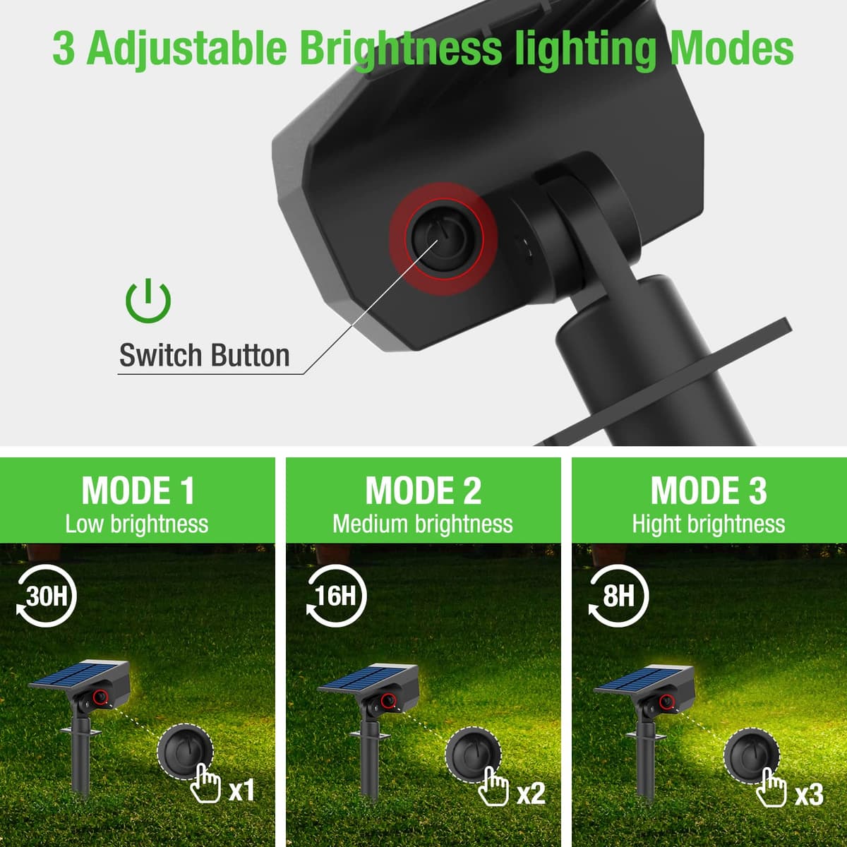 LOTMOS Luces Solares LED Exterior 72 LED/7 Piezas/3000K - Lámpara Solar Impermeable IP67 para Jardín, Patio, Caminos, Terraza, Suelo, Calzada, Piscina, Césped, Carril — view 2