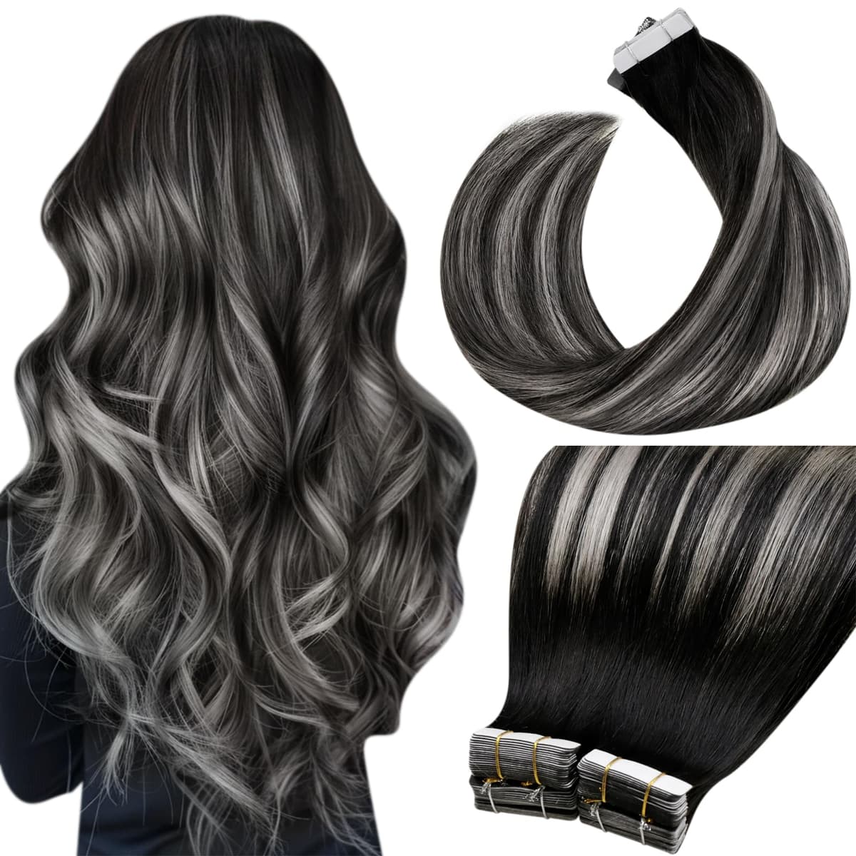 LaaVoo Tape in Hair Extensions Human Hair Blonde Tape Hair Extensions Real Human Hair Invisible Tapes Remy Straight Balayage Brown to Blonde Hair Double Sided Tabs 20pcs 50g 16 Inch #8/18/60 — view 70