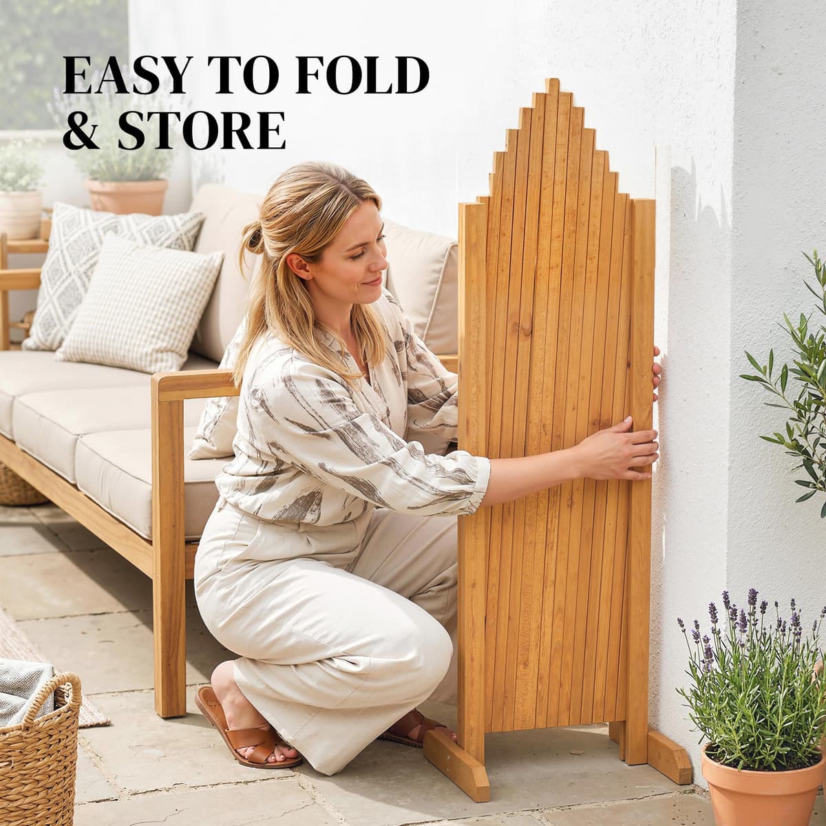 Outsunny 2 Pack Expanding Fence Panels, Wooden Freestanding Garden Fence with Adjustable Length, Stable Feet, Expandable Trellis Fencing for Indoor Outdoor Patio, 180 x 30 x 103cm, Brown — view 5