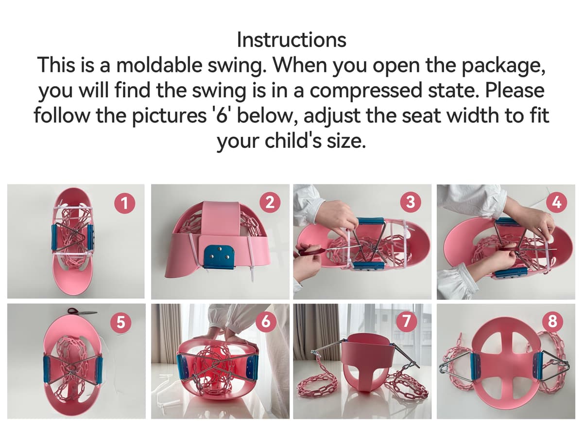 KINSPORY Toddler Swing, 59" Heavy-Duty Coated Iron Chains Baby Swing, High Back Full Bucket Infant Swing Seat with Tree Straps for Indoor & Outdoor Backyard Swing Sets (Pink) — view 3
