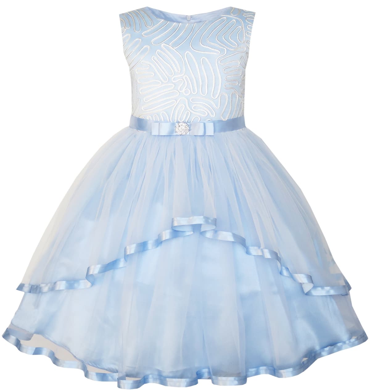 Sunny Fashion Flower Girls Dress Blue Belted Wedding Party Bridesmaid Size 4-12 — view 20