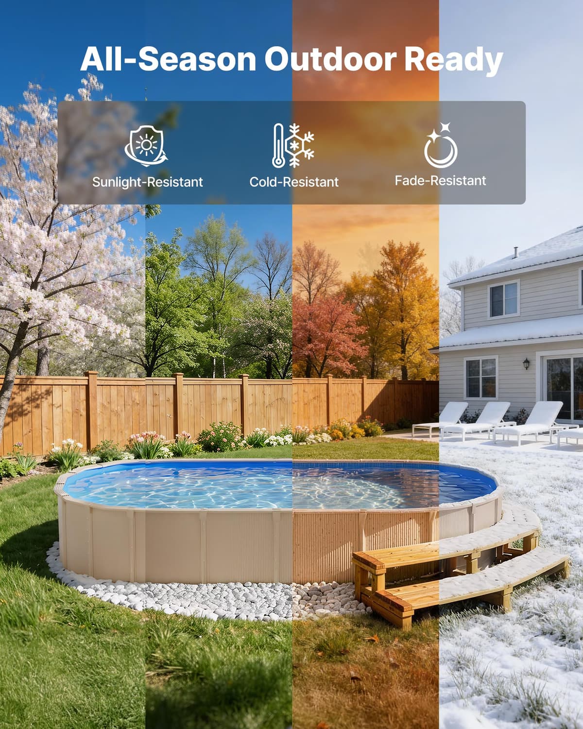 VEVOR Revestimiento para Piscina Ovalada PVC, Liner para Piscinas Elevadas Ovaladas de 375 x 610 cm, Grosor 0,4 mm, Altura de Pared 120 cm, Resistente al Desgarro, Frío y Sol para Exterior y Jardín — view 4