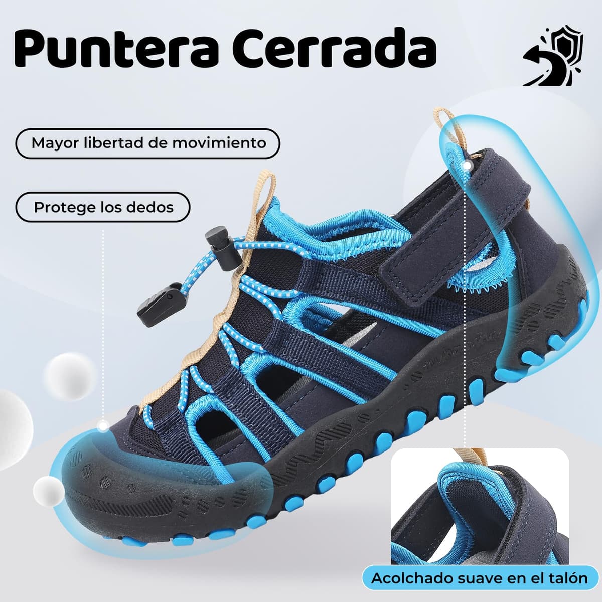Mishansha Sandalias Deportivas para Niños con Puntera Cerrada Zapatos de Verano para Playa Senderismo Sandalias Tallas 26-38 — view 3