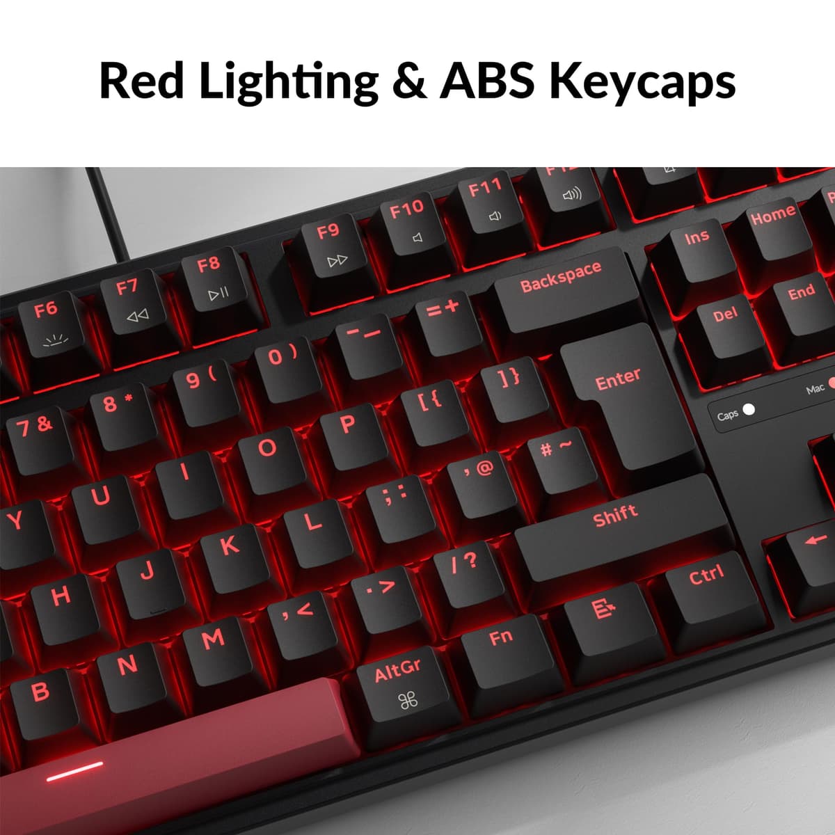 Keychron C3 Pro Wired Mechanical Keyboard - ISO UK Layout, 87 Key TKL Compact, Gasket Mount, QMK/VIA Programmable, Red Switches, Red Backlight, for Mac Windows Linux Gaming — view 5