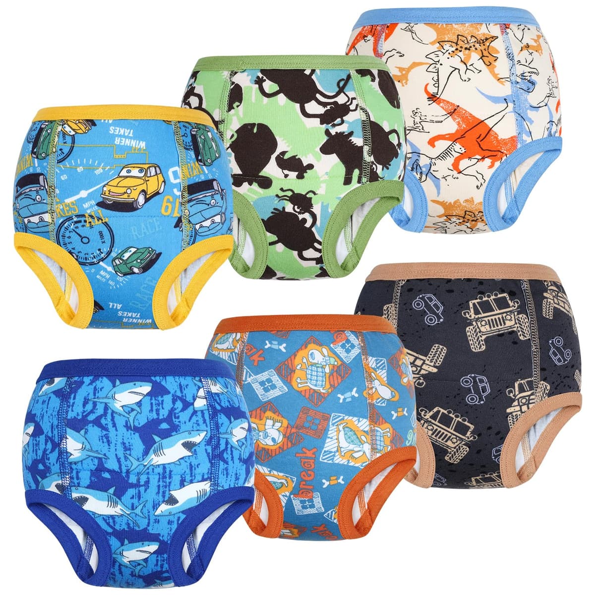 FLYISH DIRECT Potty Training Pants, Reusable Training Pants for Toddlers, 6 Packs of Car Potty Trainer Underwear for Boys, 2 Years, Blue Car — view 11