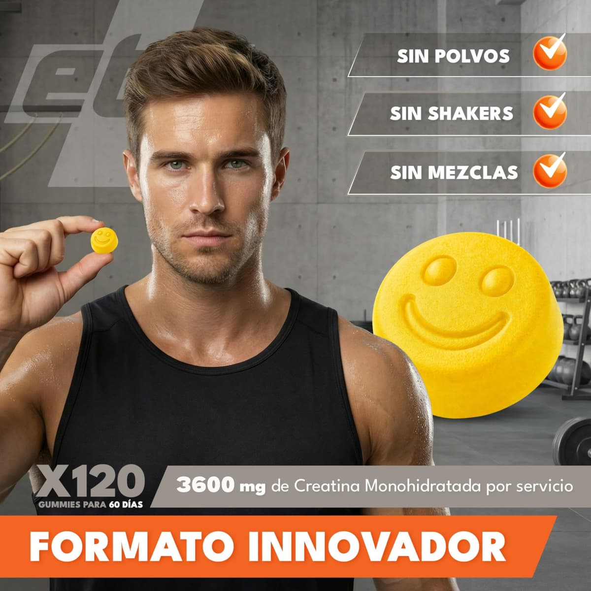 ETN+ Gominolas de Creatina Monohidratada 3600mg | 120 Gummies – 60 Servicios (2 meses) | Sin Azúcar, Sin Gluten | Alternativa Cómoda a la Creatina en Polvo | Ingredientes de Origen Natural | Limón — view 5