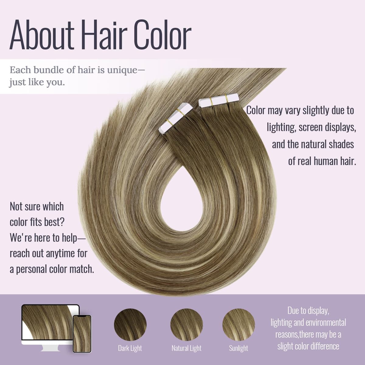 Fshine Extensiones Adhesivas Pelo Natural 20 Pulgadas 50g Cabello Humano Marrón Claro Balayage Rubio Y Marrón Claro Cinta 20Pcs Liso Color 6 60 6 — view 2
