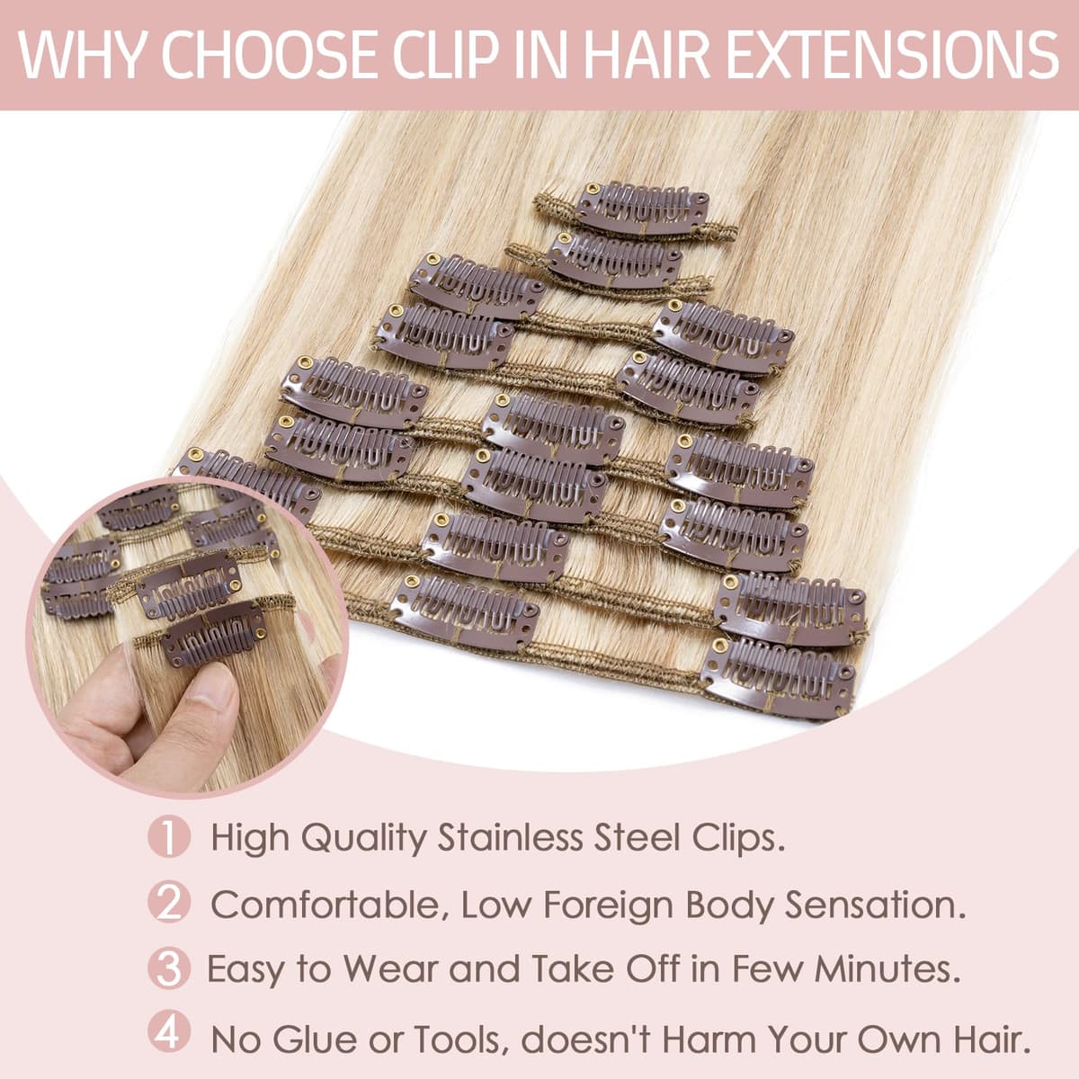 Silk-co 10inch Hair Extensions Clip in Hair Extension Human Hair #04 Medium Brown -Basic Thickness-Thin Weft- 8 Pieces Real Remy Straight Hair Extensions[50g] — view 62