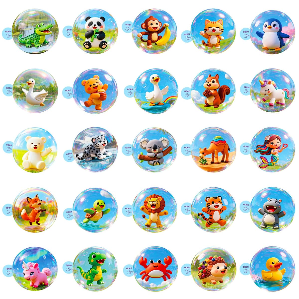 Anboor Stickers for Water Bottles, 50PCS Waterproof Vinyl Cute 3D Animal Sticker for Laptop Luggage Skateboard Teens Adults — view 3