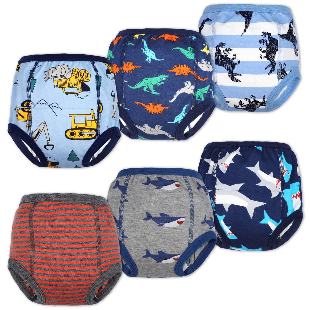 FLYISH DIRECT Potty Training Pants, Reusable Training Pants for Toddlers, 6 Packs of Car Potty Trainer Underwear for Boys, 2 Years, Blue Car — view 9