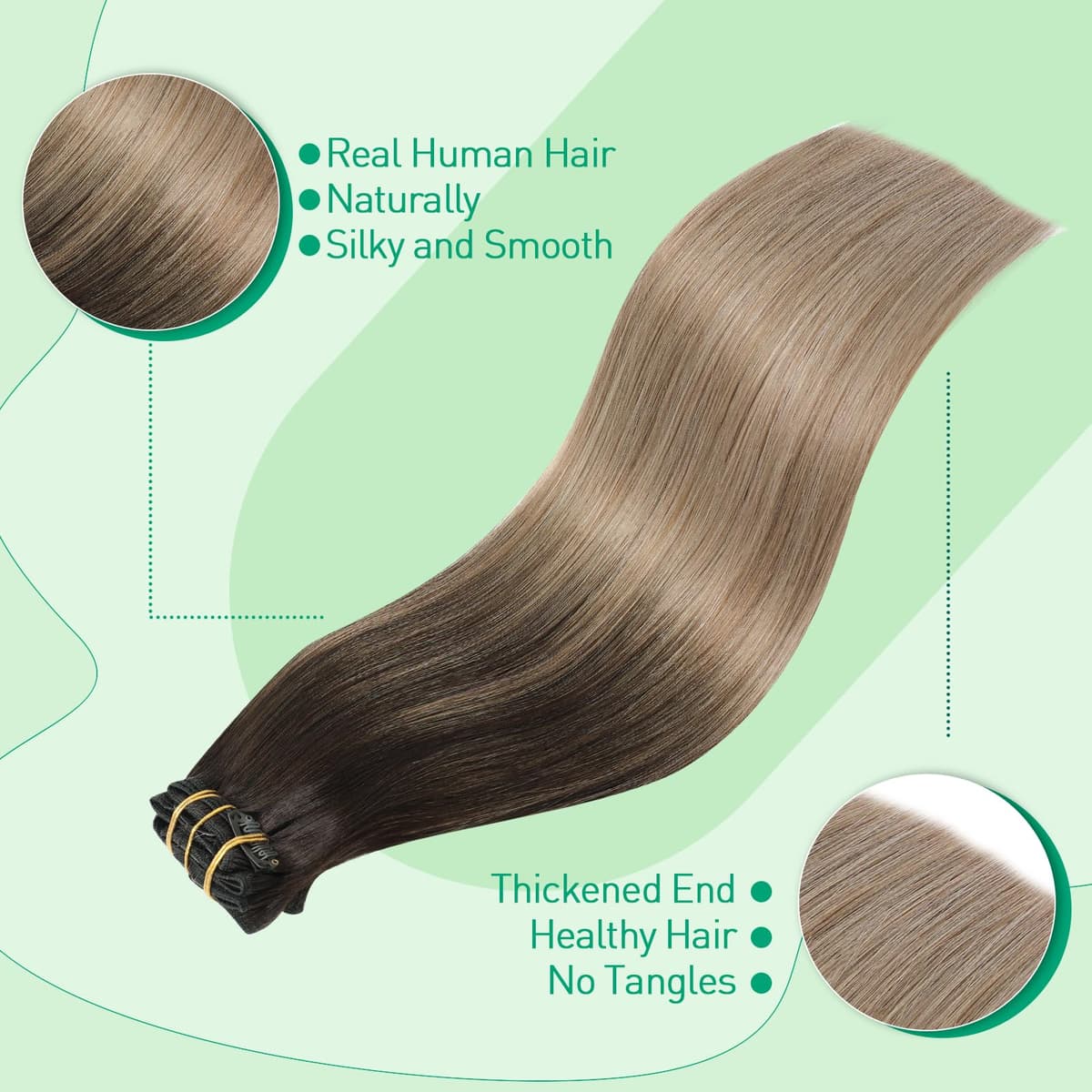 SURNEL Extensiones Clip Pelo Natural 100g 35cm 6 Piezas Castaño Chocolate Extensiones De Clip De Humano Real Extensiones Pelo Natural Remy (C#4-35cm) — view 74