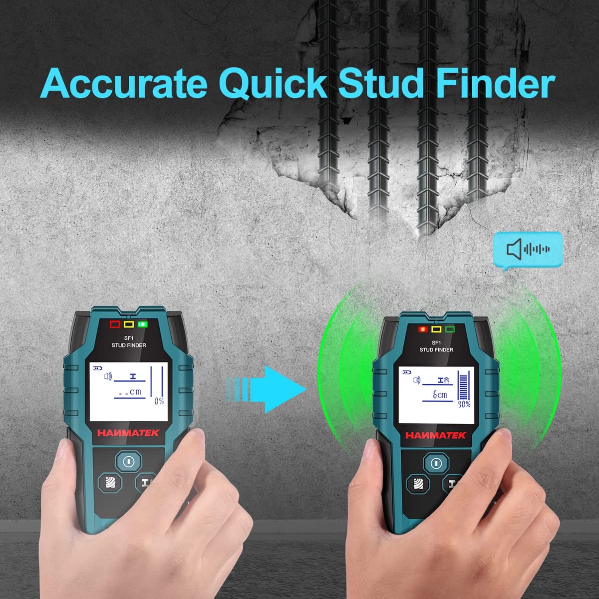 Detector, 4 in 1 Electronic Sensor, Wall Scanner, Metal Pipe Detector with LCD Display for Detecting Wood, Metal, Wires in the Wall and Magnetic or Non-Magnetic — view 6