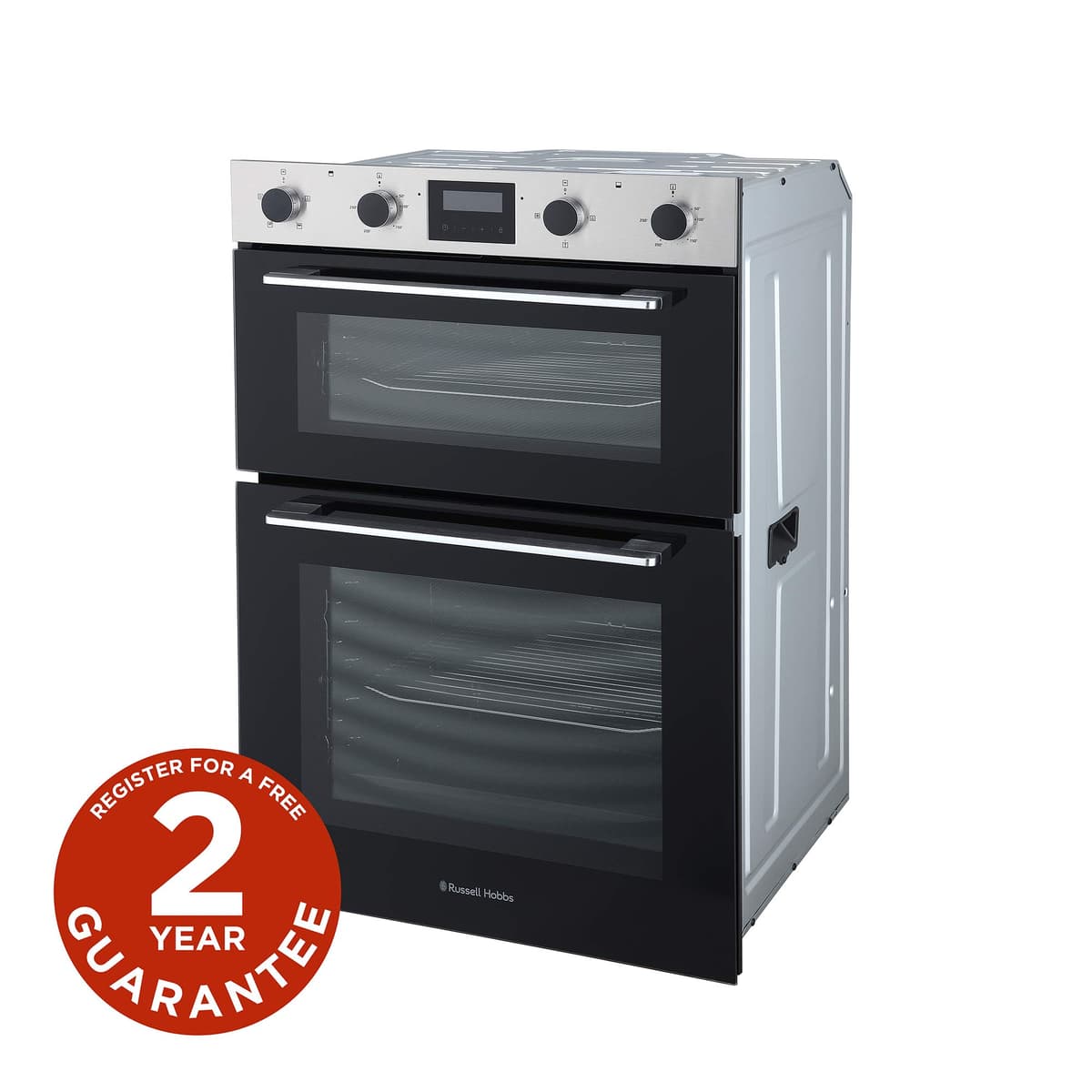 Russell Hobbs 89cm High, 60cm Wide, Stainless Steel, 110L, Built-In, Electric Fan Double Oven, RH89DEO2002SS - Free 2 Year Guarantee — view 2