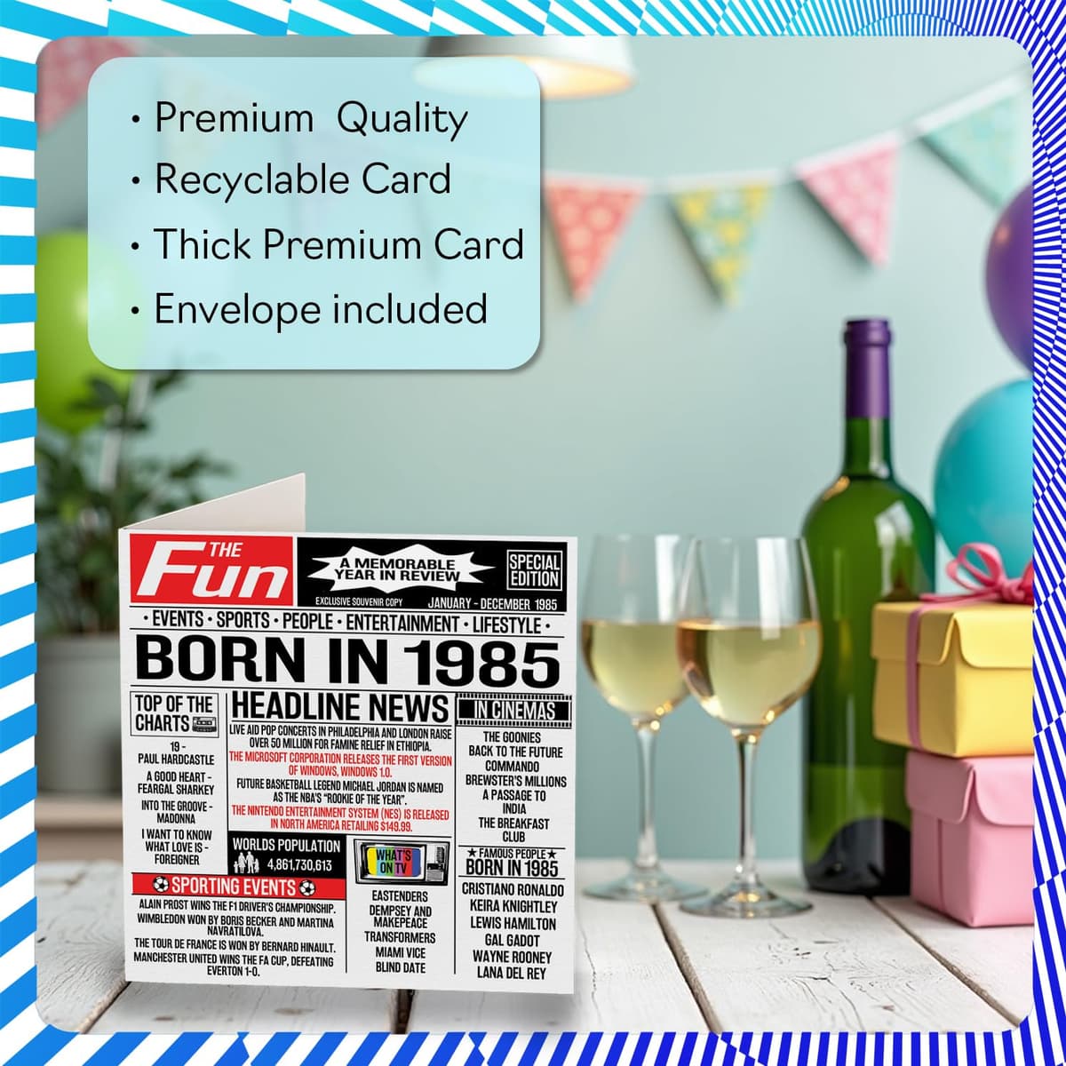41st Birthday Cards for Men Women - Born In 1985 Newspaper - Happy 41 Birthday Card for Brother Sister Friends Vintage Retro Back In 1985, 145mm Bday Greeting Cards — view 3