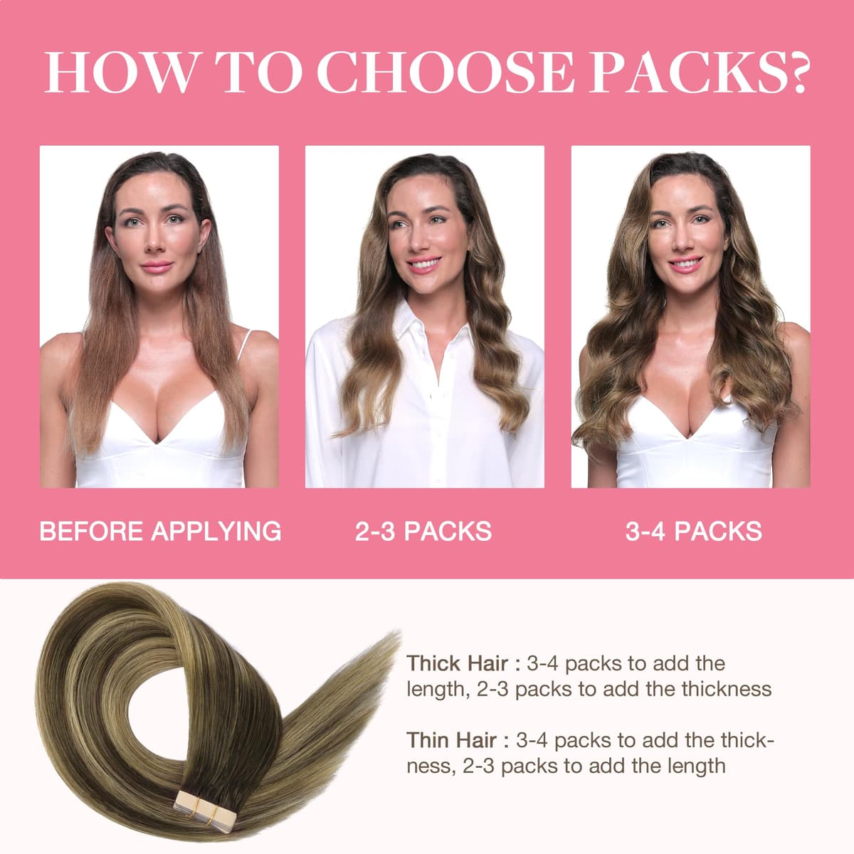 GOO GOO Tape in Hair Extensions Human Hair, 20pcs 50g 14inch, Balayage Chocolate Brown to Strawberry Blonde Real Remy Hair Extensions Seamless Straight Human Hair Extensions — view 5