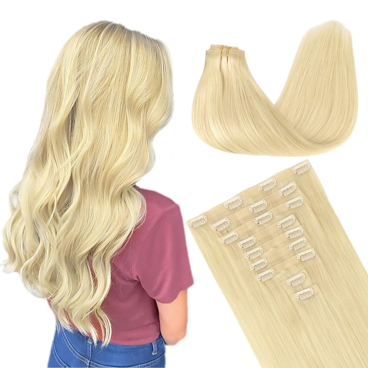 GOO GOO Clip in Hair Extensions Human Hair, 18inch 150g 9Pcs, #2 Dark Brown, Hair extensions for women, Human Hair Extensions Clip in — view 114