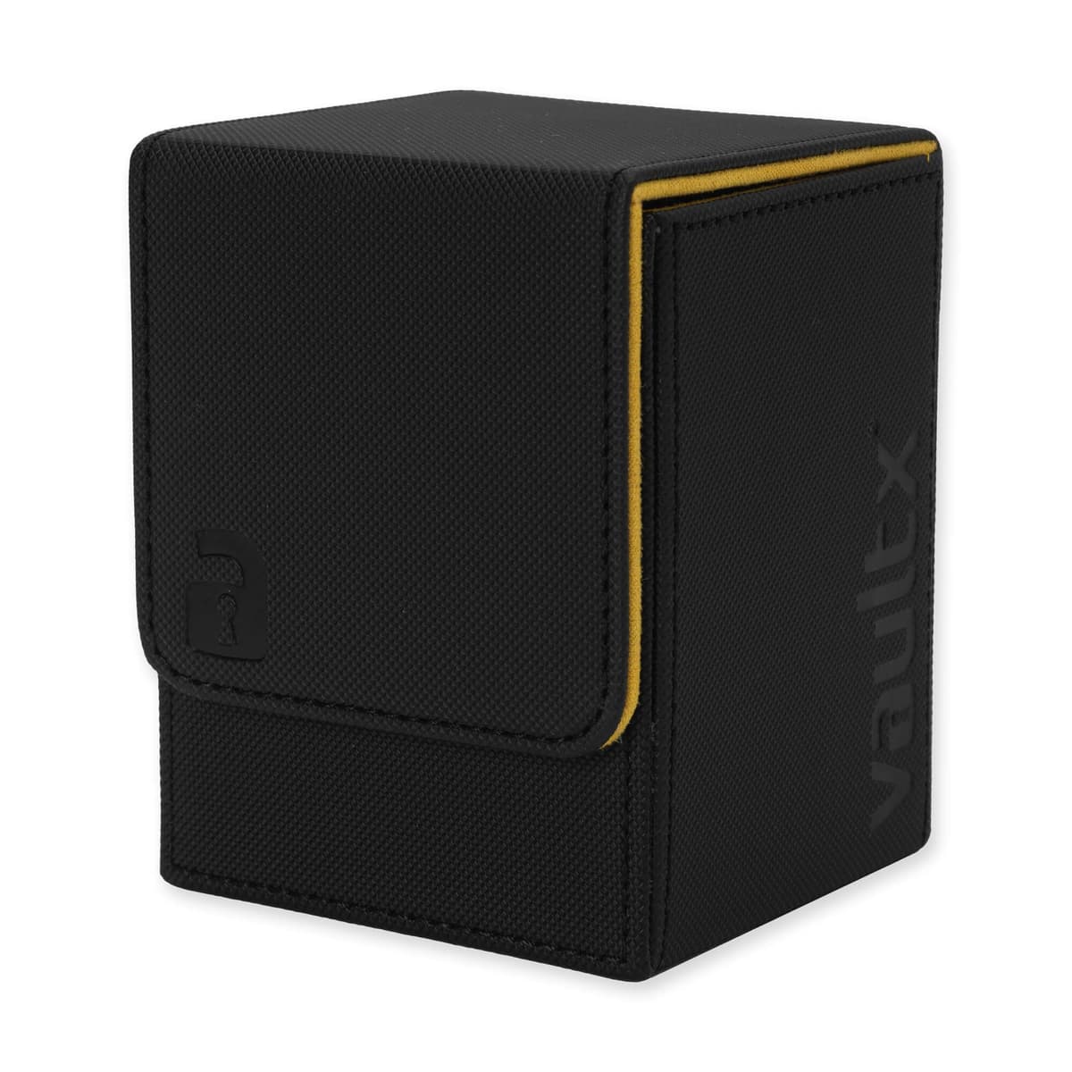 Vault X Caja para mazos de cartas coleccionables de carga lateral, 100+ cartas, material Exo-Tec de primera calidad, tapa magnética extraíble, MTG Commander, TCG (Negro/Amarillo) — view 22