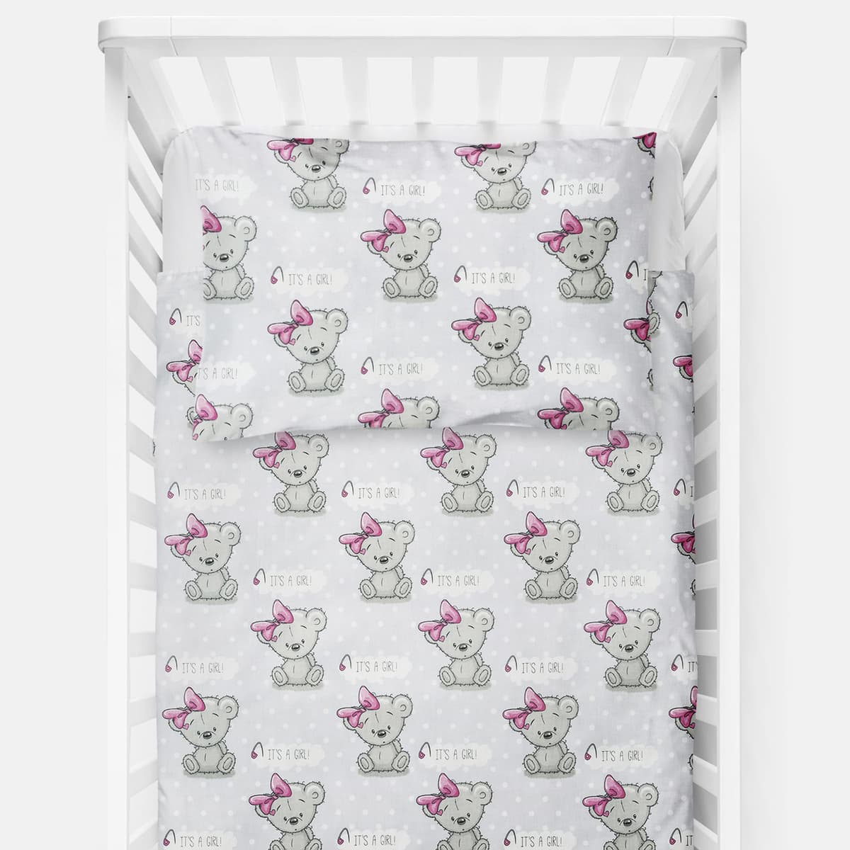 Baby Comfort 4 Piece Toddler Kids Cot Bed Set 120x90 cm Duvet Pillow Duvet Cover Pillowcase 12M+ (It's a Girl)