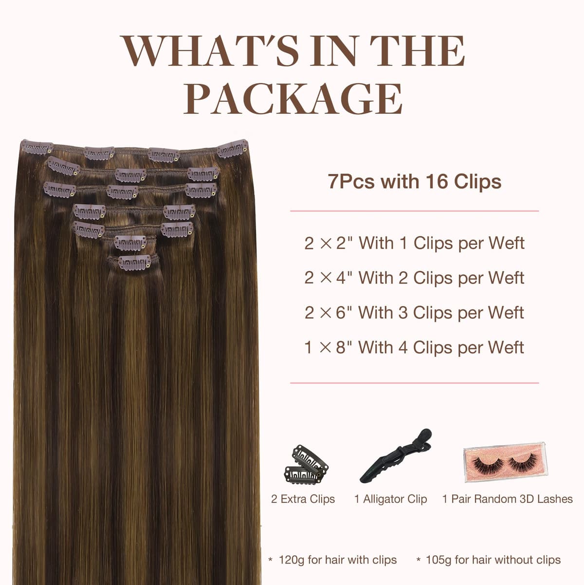 GOO GOO Clip in Hair Extensions Human Hair, 18inch 150g 9Pcs, #2 Dark Brown, Hair extensions for women, Human Hair Extensions Clip in — view 250