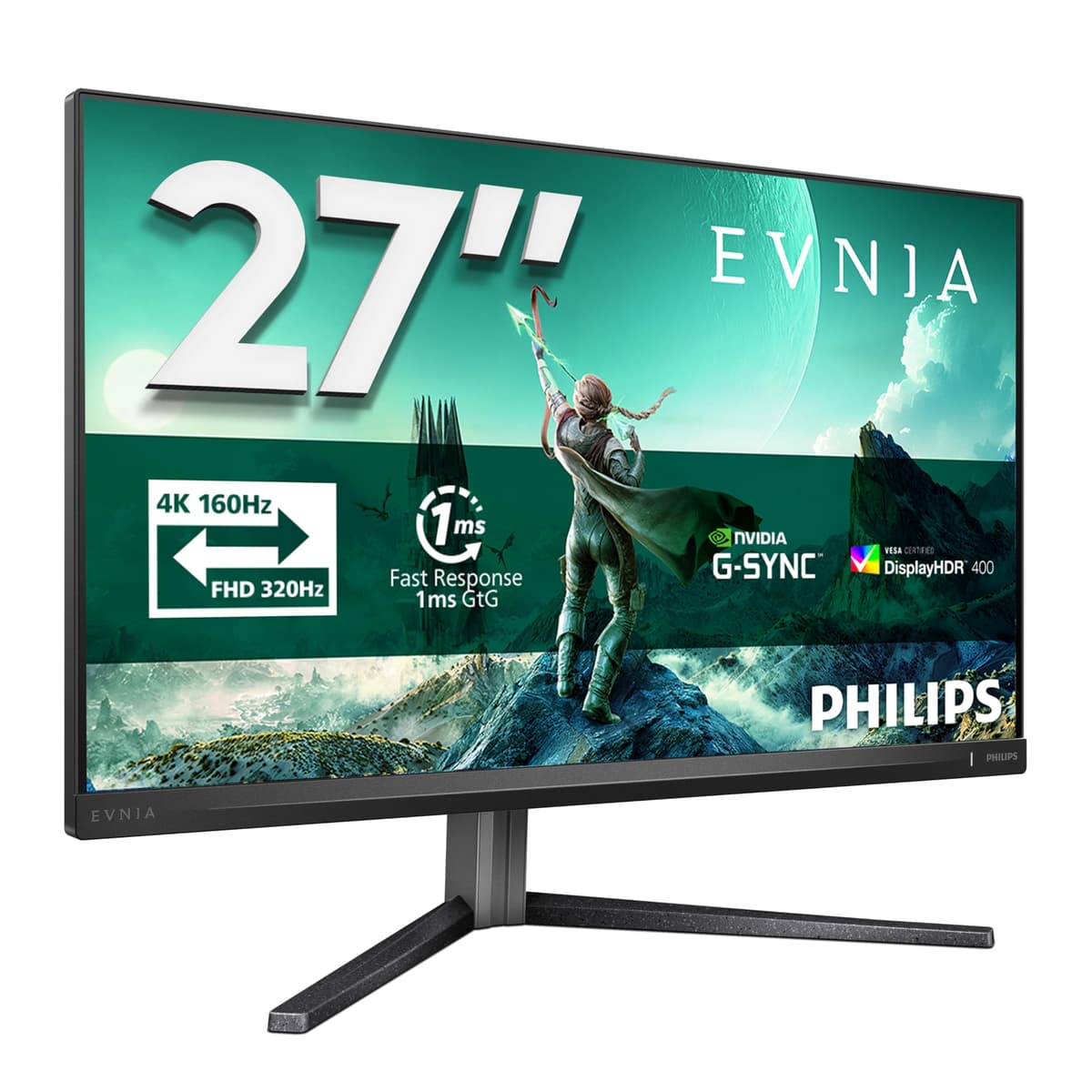 Philips Evnia 27M2C5201L - Monitor Curvo para Juegos FHD de 27 Pulgadas, 180 Hz, 1 ms GtG, FreeSync Premium, AmbiGlow (1920 x 1080, 2 HDMI 2.0, 1 DP 1.4) Blanco — view 11