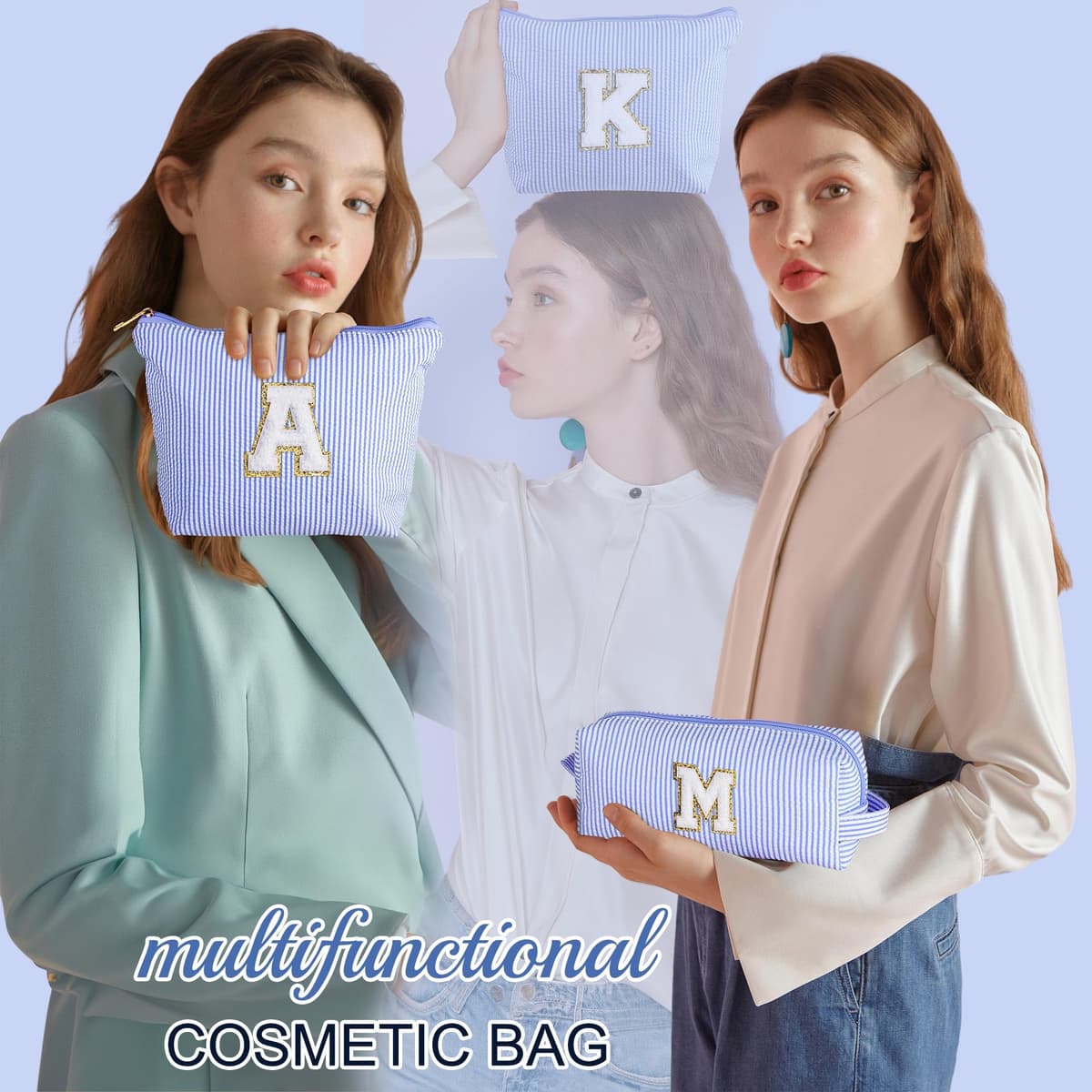 Parima Personalised Gifts for Girls Women - Personalised Make up Bag Initial Make up Bags A Preppy Stuff Birthday Gifts for Women Gift for Girl Womens Girlfriend Teenage Girls Gift Makeup Bag — view 2