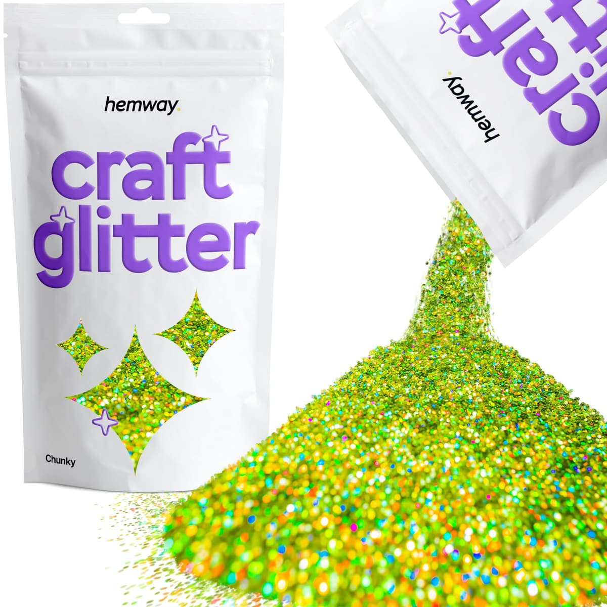 Hemway - Purpurina para manualidades, vasos, resina, epoxi, uñas, cera, álbumes de recortes, cristal, decoración de escuelas: dorado holográfico, gruesa (0,6 mm), 100 g — view 12