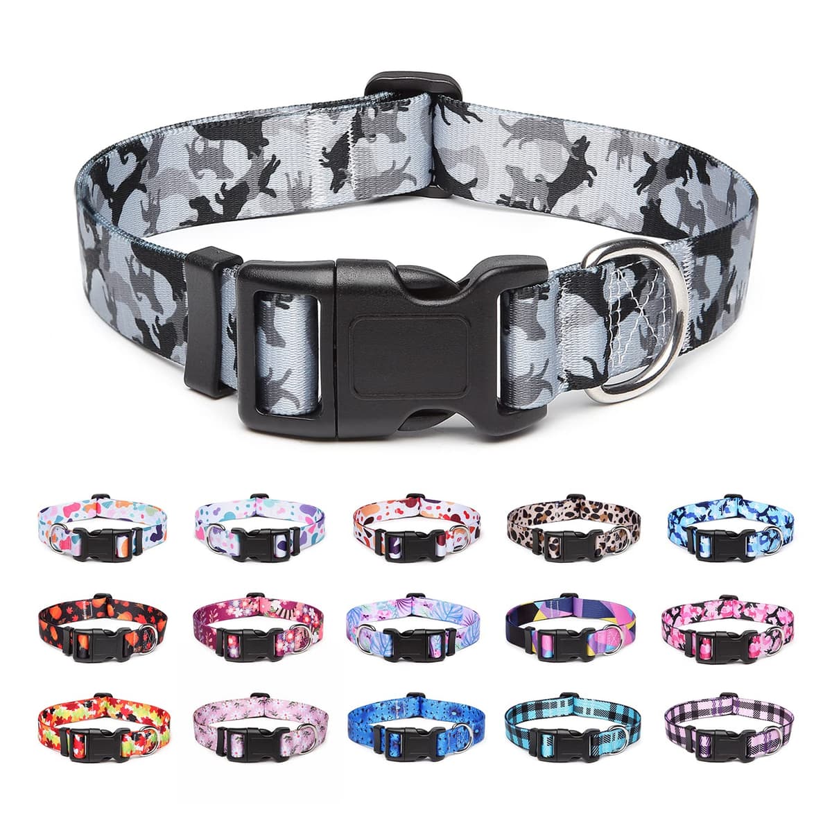 Adjustable Nylon Dog Collar with Patterns, Soft Comfy Pet Collar for Small Medium Large Dogs (S, Purple Plaid) — view 8