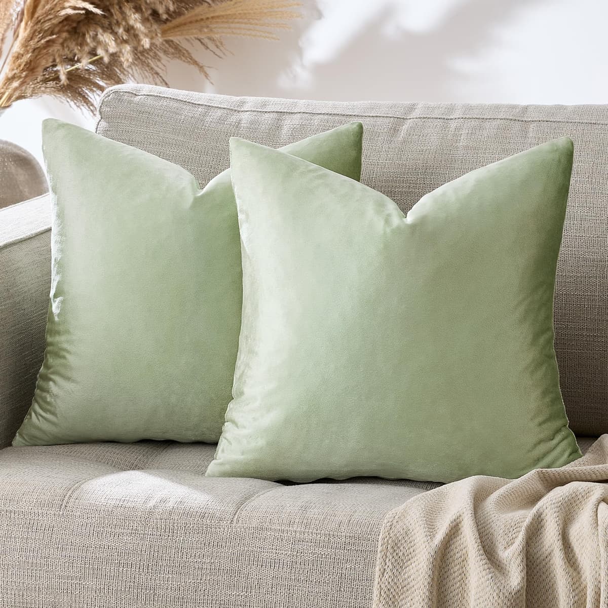 Gris Oscuro Terciopelo Almohada Cubre Caso Suave decoración Fundas de de cojín para sofá Dormitorio Coche Cama Casa Decor 30x50cm ，Pack de 2 — view 14